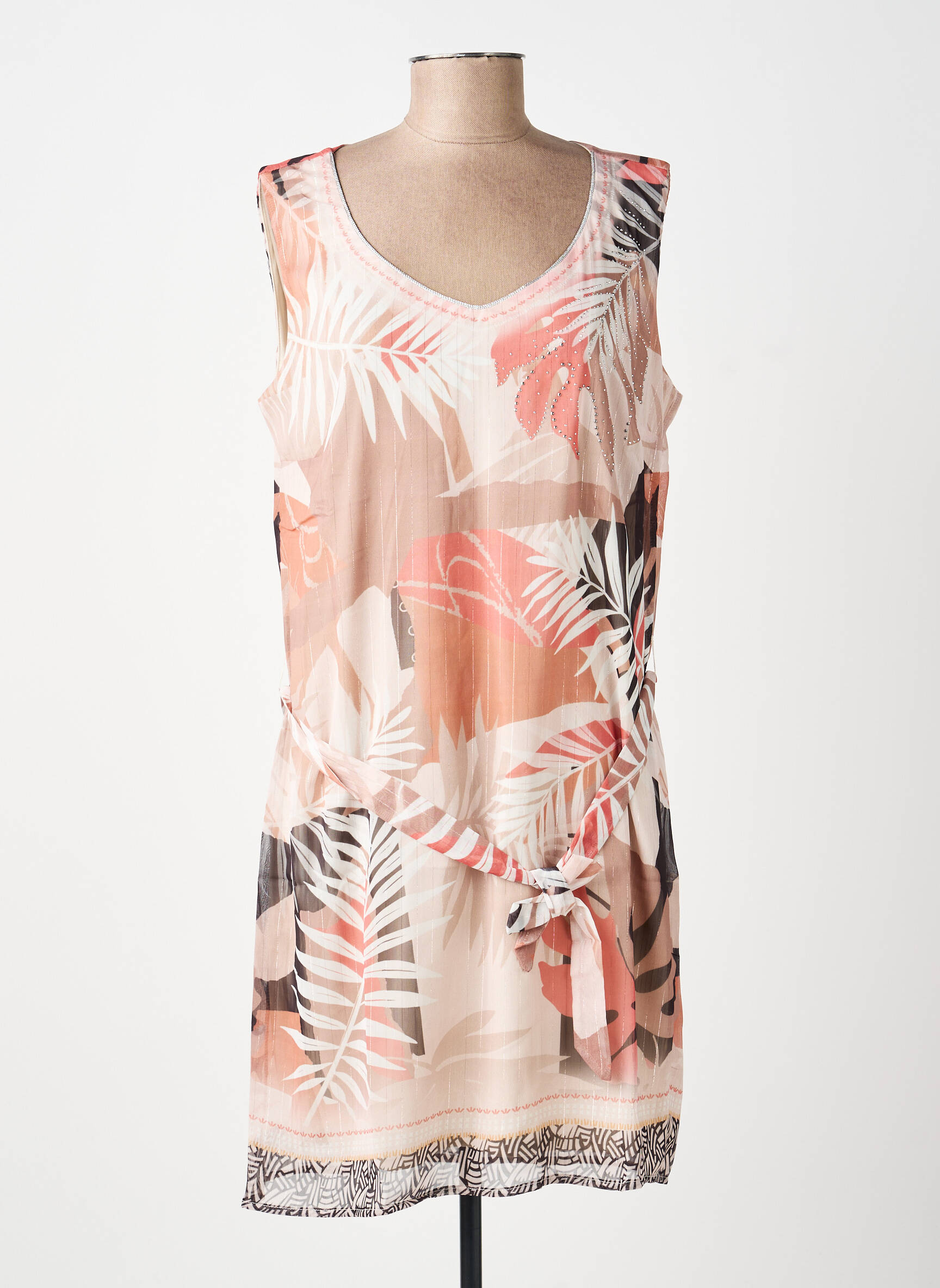 Robe mi-longue sans manche sans manche beige BREAL femme