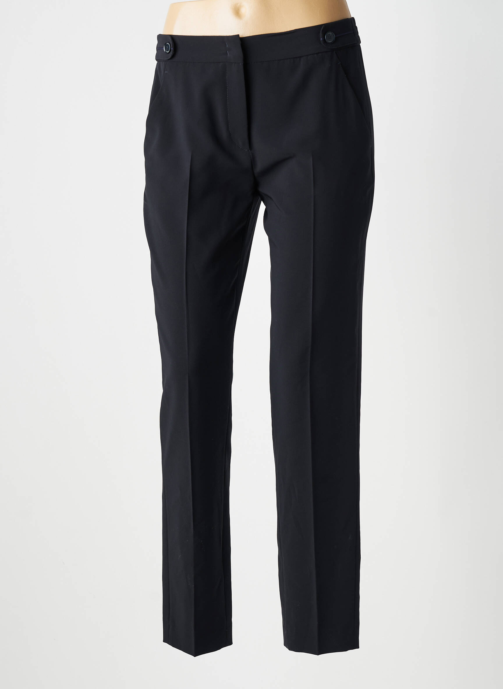 Pantalon chino fermeture zippée sous rabat avec crochet taille normale noir GERARD DAREL femme