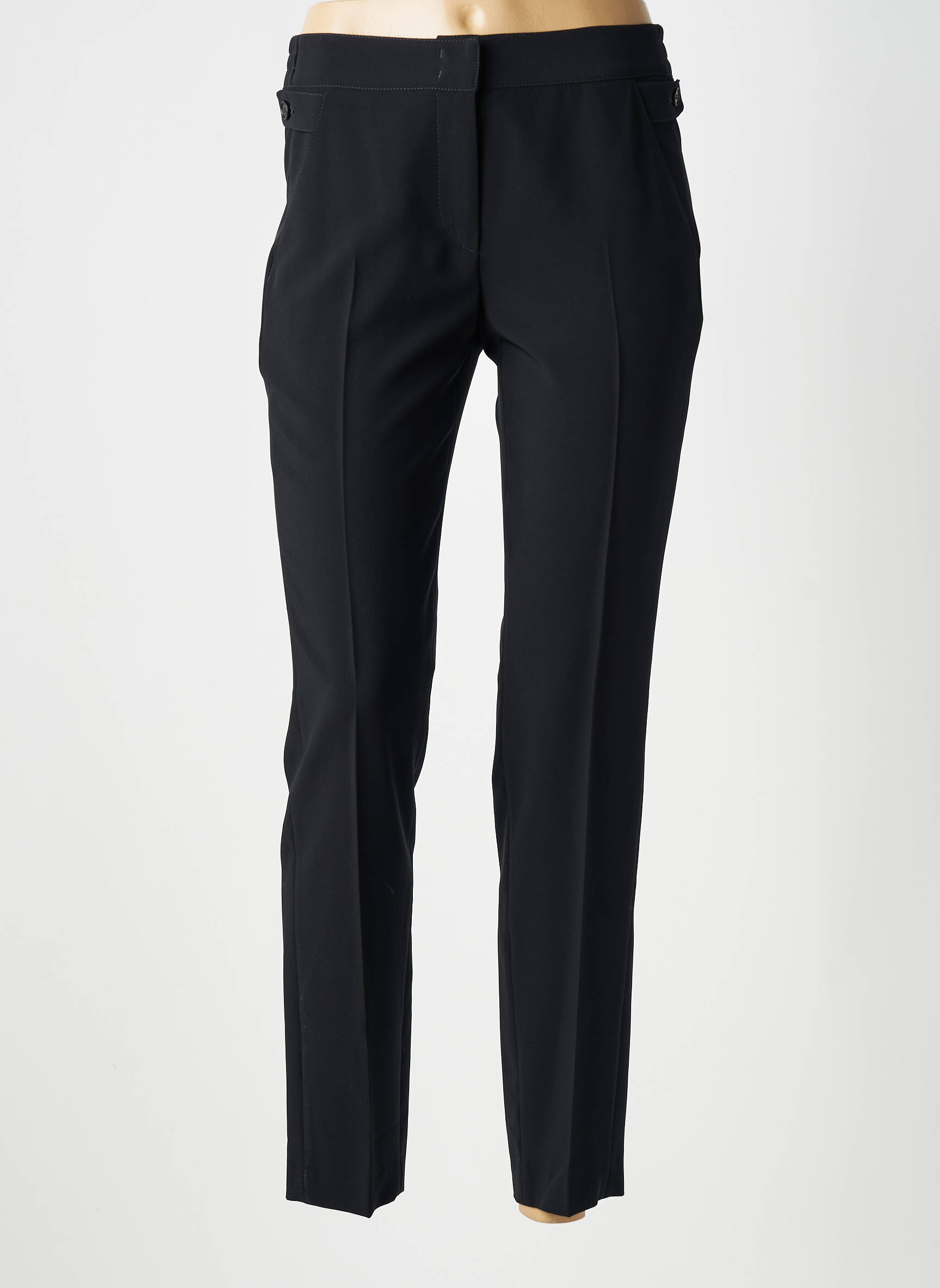 Pantalon chino fermeture zippée sous rabat avec crochet taille normale noir GERARD DAREL femme