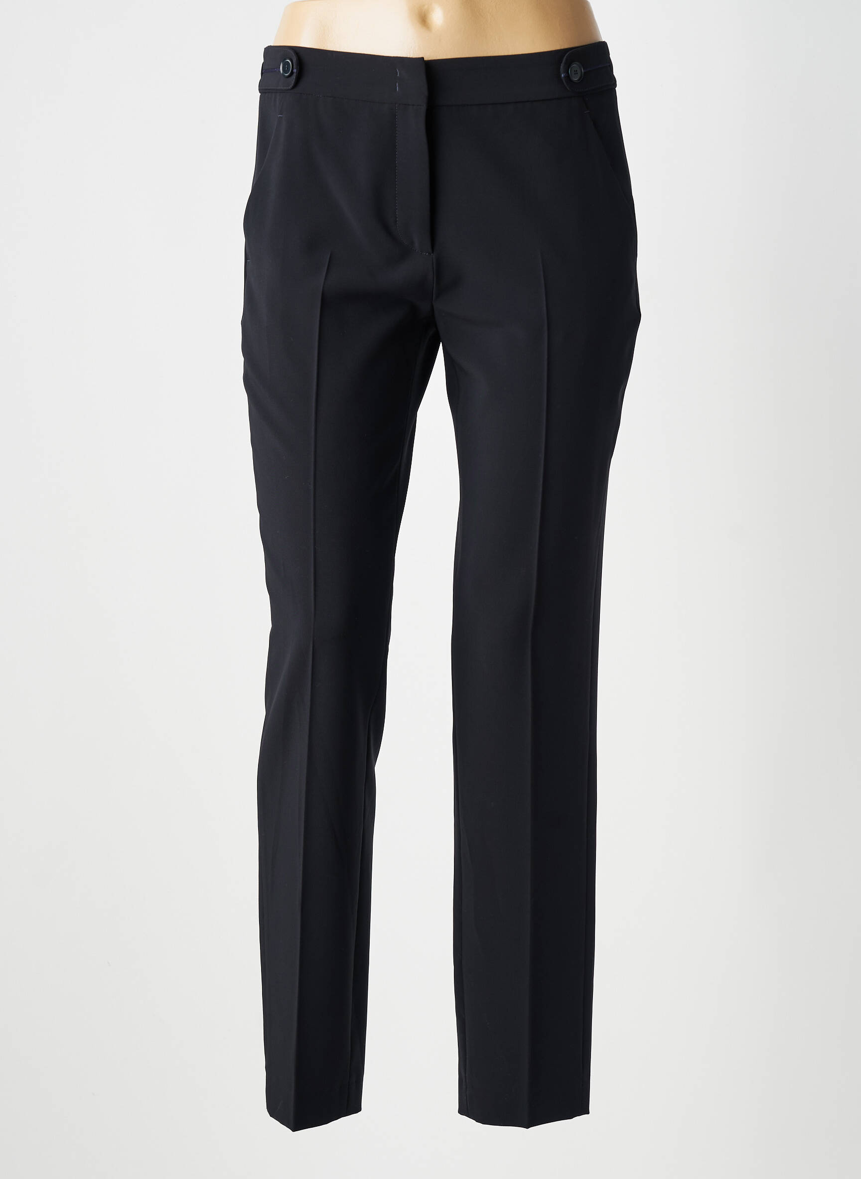 Pantalon chino fermeture zippée sous rabat avec crochet taille normale noir GERARD DAREL femme