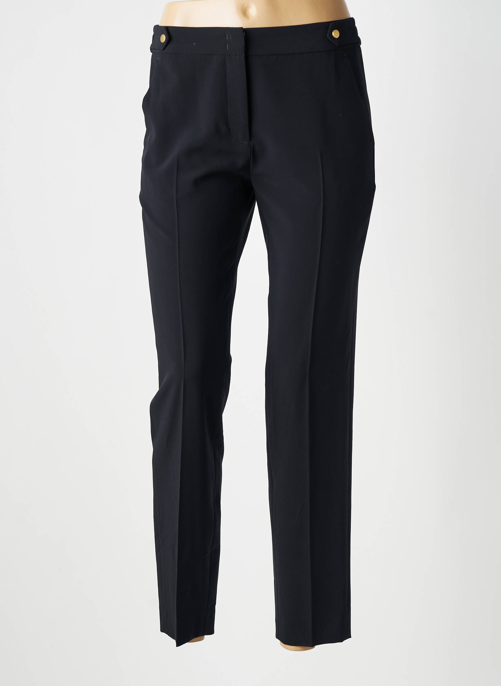 Pantalon chino fermeture zippée sous rabat avec crochet taille normale bleu GERARD DAREL femme