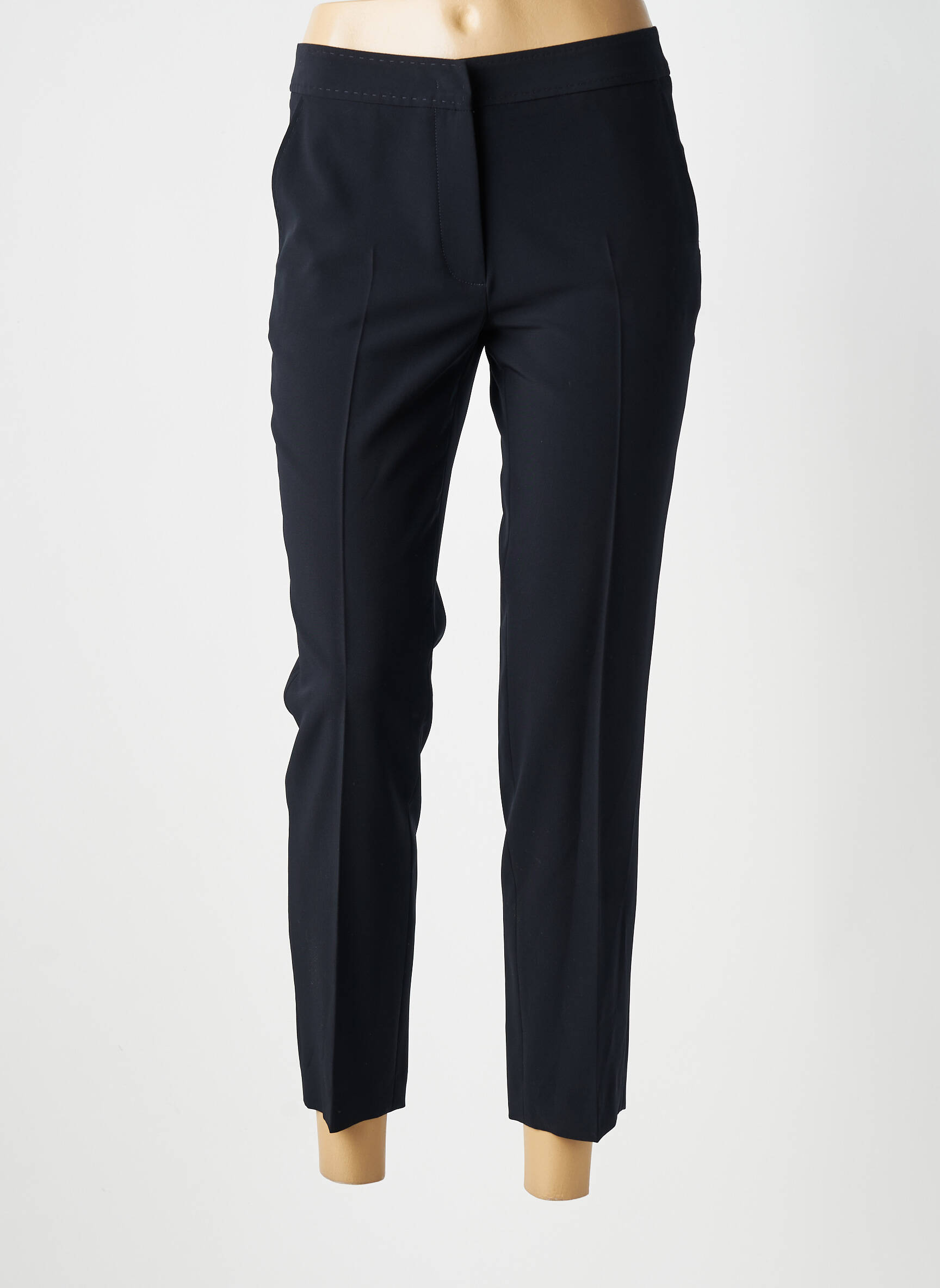 Pantalon chino fermeture zippée sous rabat avec crochet taille normale bleu GERARD DAREL femme