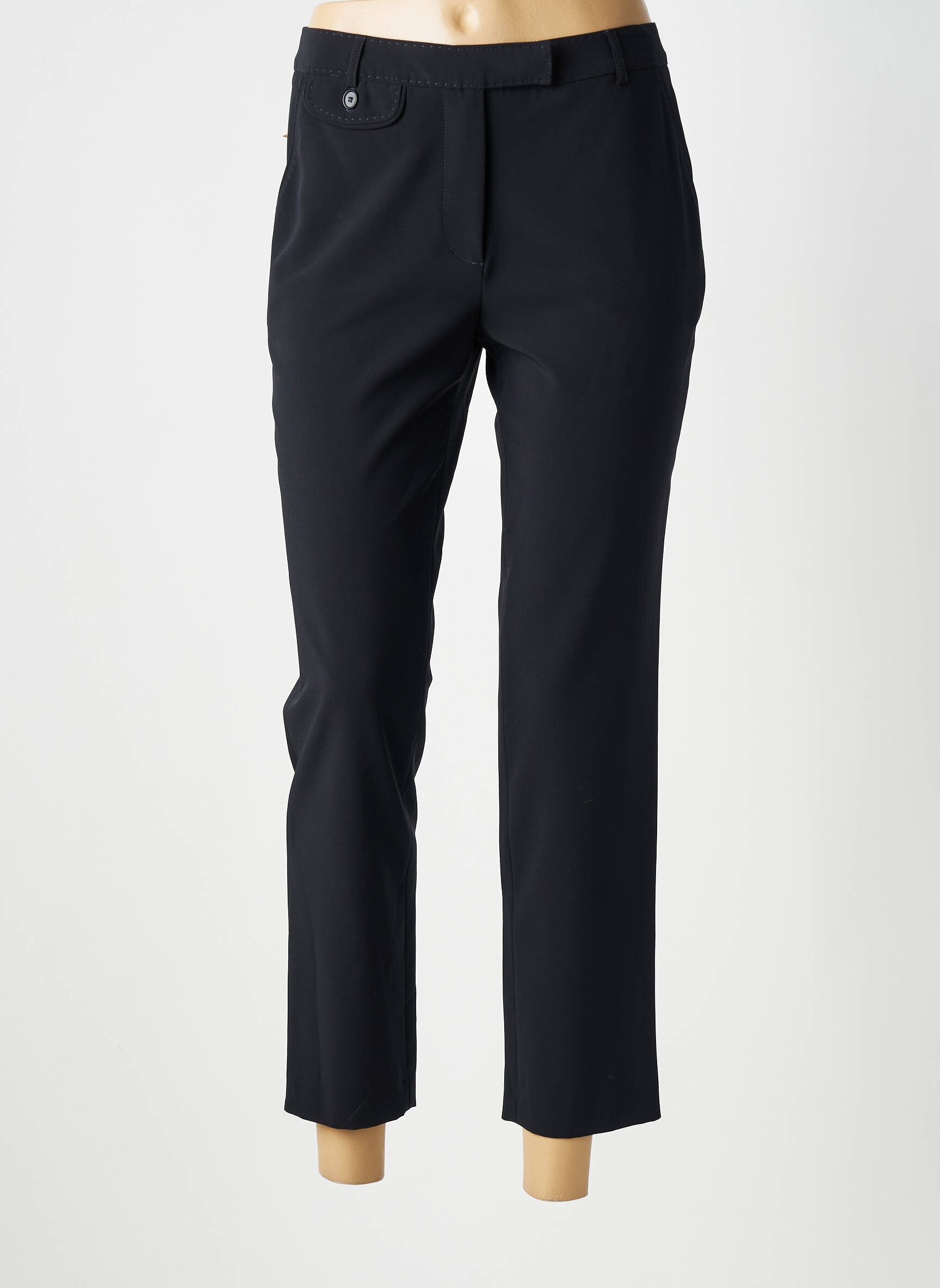 Pantalon chino fermeture zippée sous rabat avec crochet taille normale bleu GERARD DAREL femme