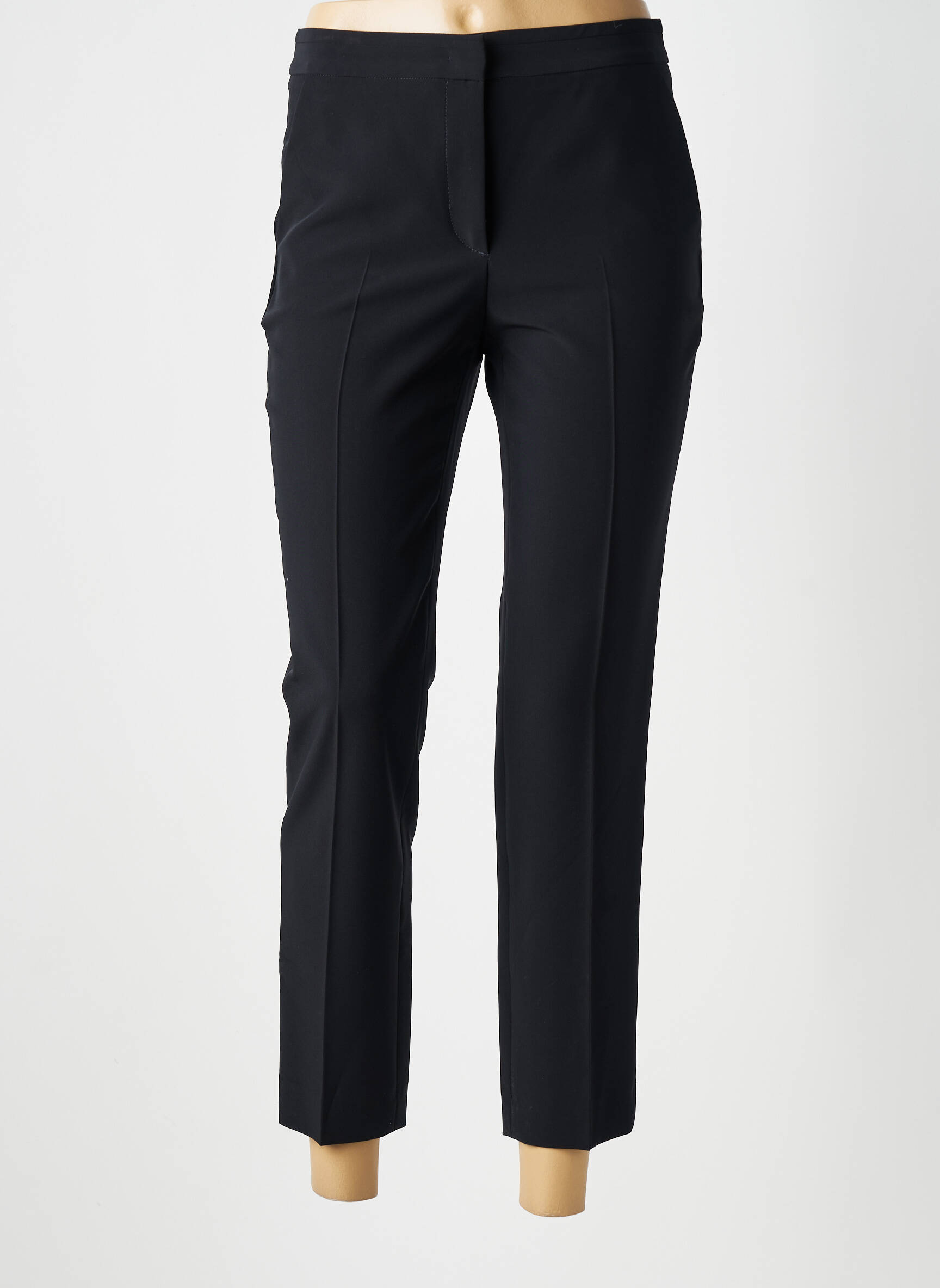 Pantalon chino fermeture zippée sous rabat avec crochet taille normale bleu GERARD DAREL femme