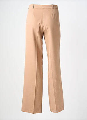 Pantalon large tissage popeline taille haute beige COTTONADE femme