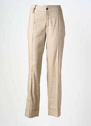 Pantalon slim taille haute taille haute beige HANA SAN femme