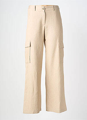 Pantalon cargo fermeture zippée sous rabat boutonné taille haute beige SCARLET ROOS femme