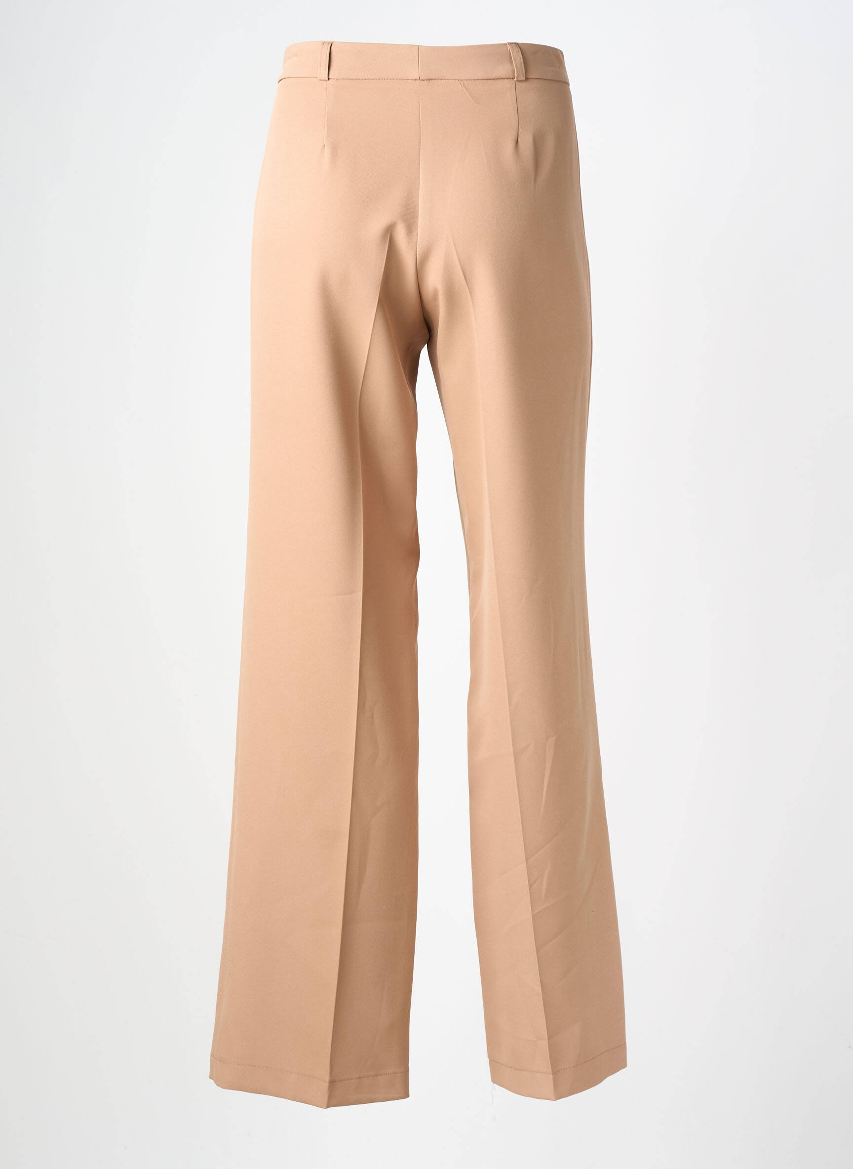 Pantalon large tissage popeline taille haute beige COTTONADE femme