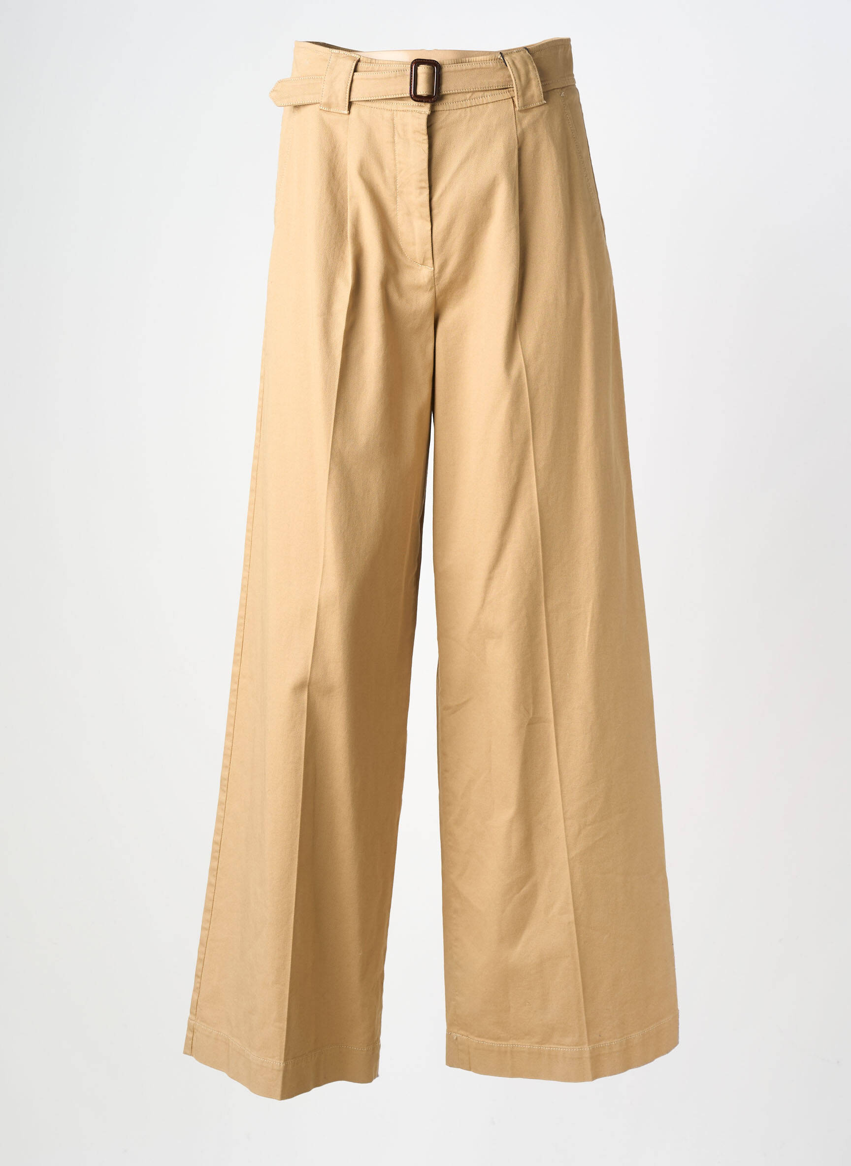 Pantalon large tissage popeline taille haute beige WEEKEND MAXMARA femme