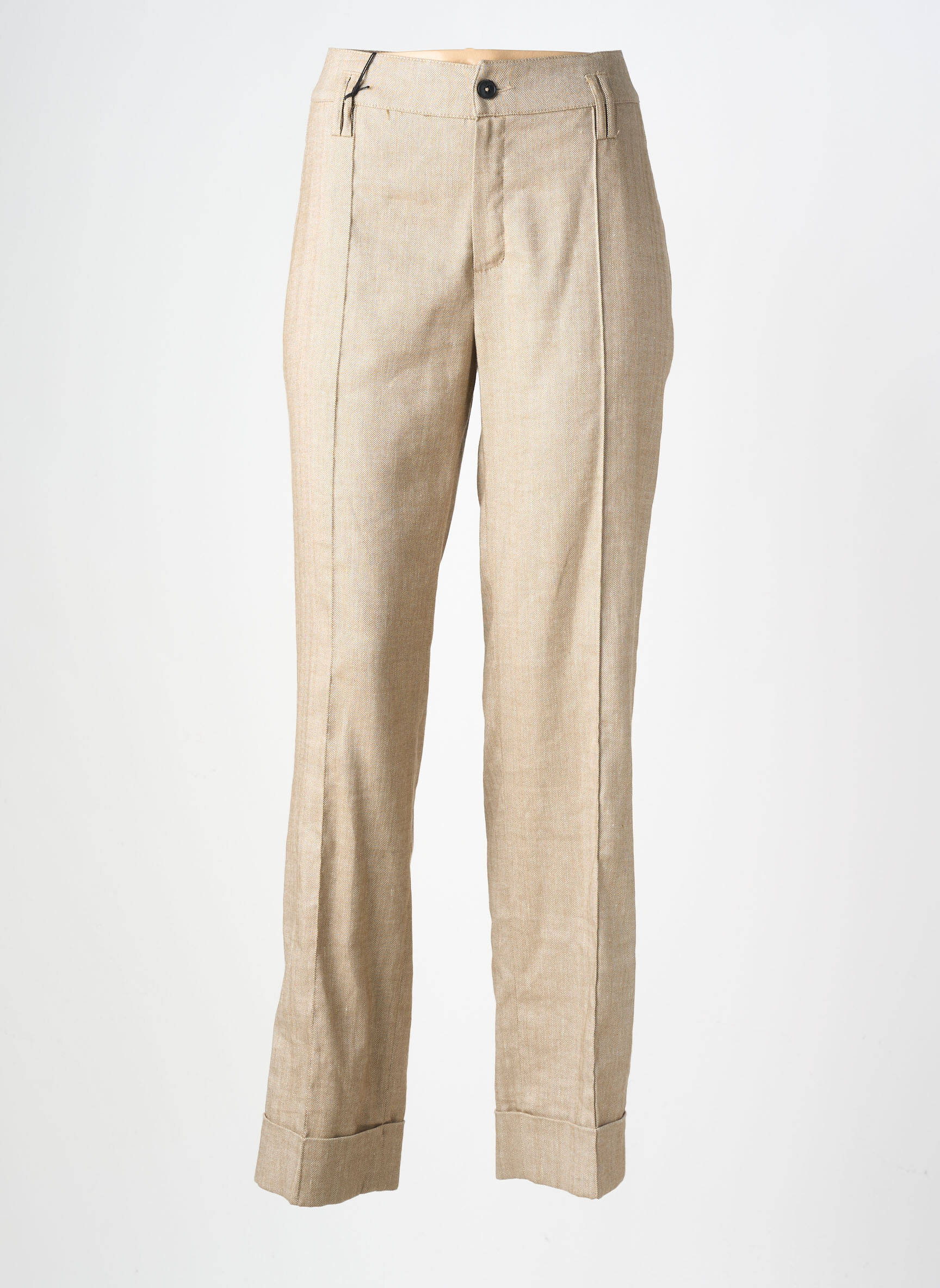 Pantalon slim taille haute taille haute beige HANA SAN femme
