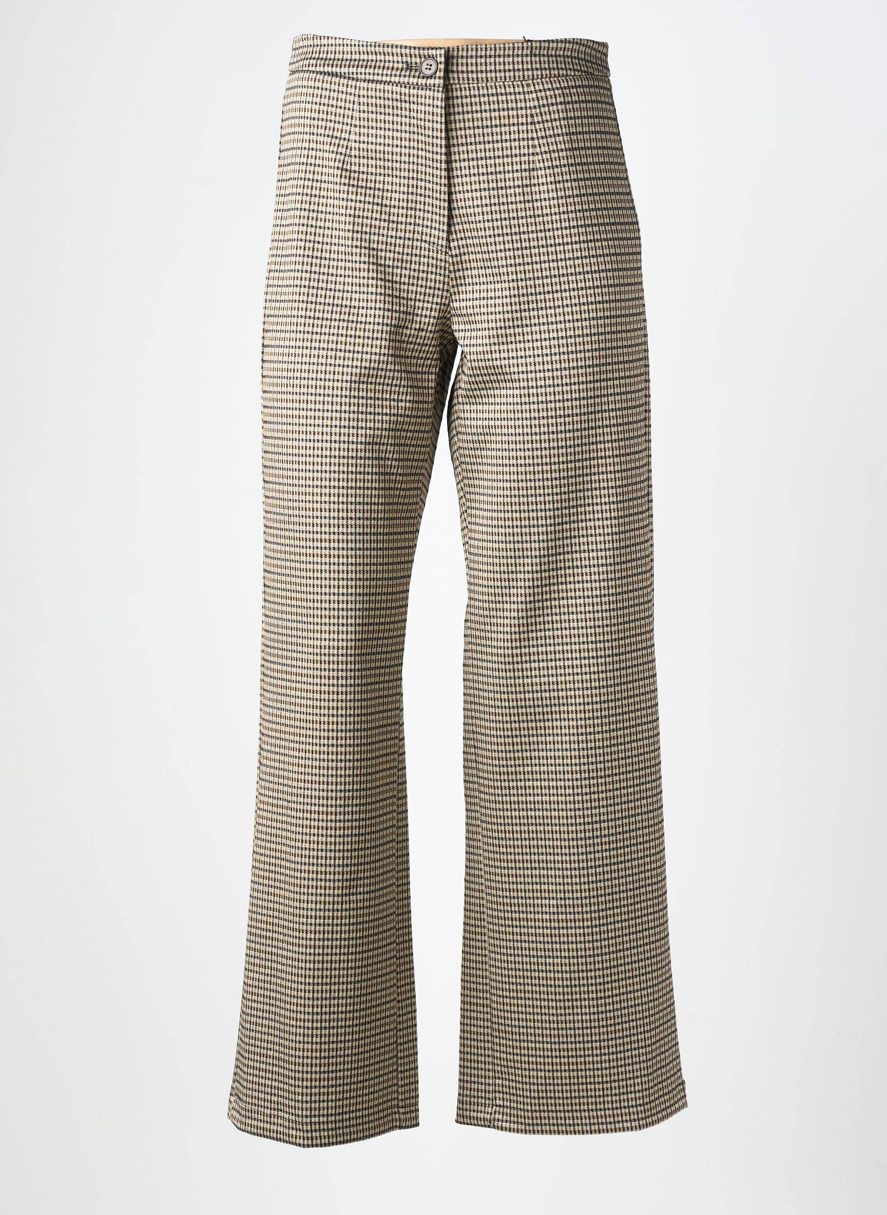 Pantalon large fermeture zippée sous rabat boutonné taille normale beige JANIS & JOHN femme
