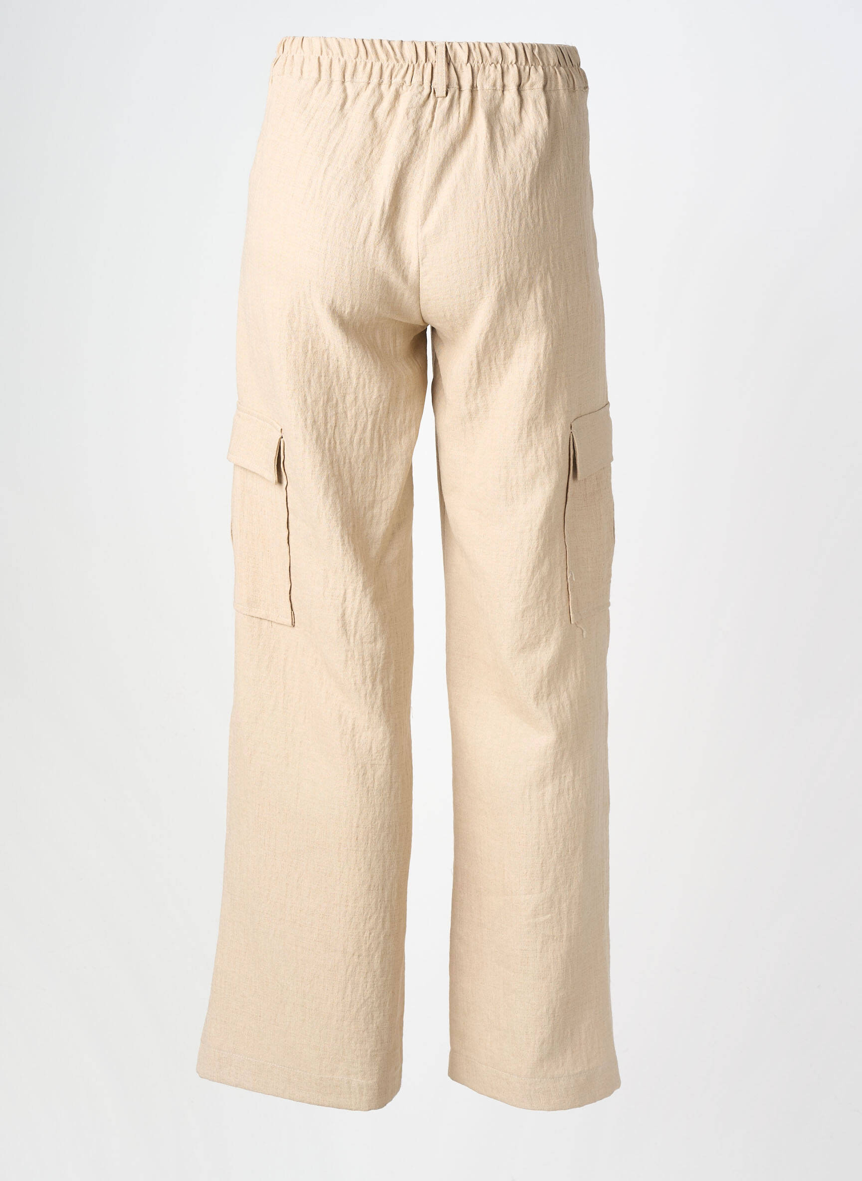 Pantalon cargo fermeture zippée sous rabat boutonné taille haute beige SCARLET ROOS femme