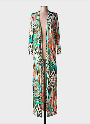 Veste kimono manches longues vert AU SOLEIL DE ST TROPEZ femme