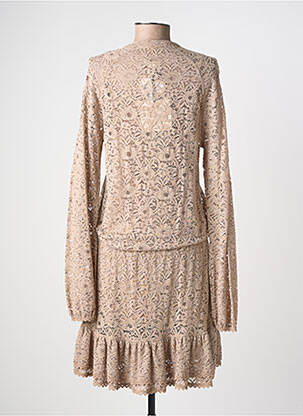 Robe mi-longue manches longues manches longues marron TI MO femme