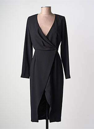 Robe mi-longue tissage crêpe manches longues noir PINKO femme