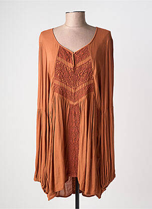 Robe courte manches longues manches longues orange NOLITA femme