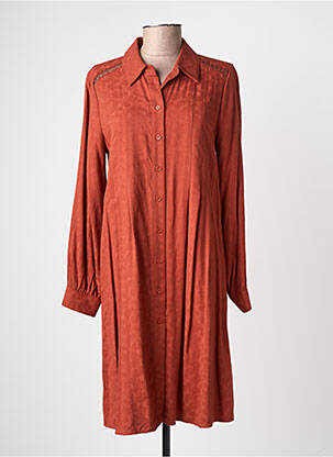 Robe mi-longue manches longues manches longues orange LA FEE MARABOUTEE femme