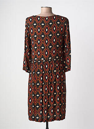 Robe mi-longue coupe fluide manches 3/4 orange LA FEE MARABOUTEE femme
