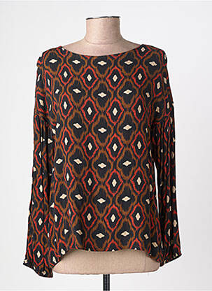 Blouse imprimé fantaisie manches longues orange LA FÉE ATELIER BY LA FÉE MARABOUTÉE femme