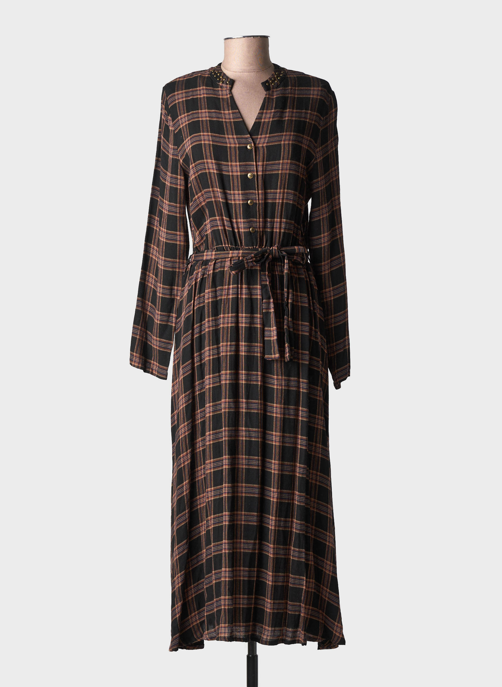 Robe longue manches longues manches longues noir LA FEE MARABOUTEE femme