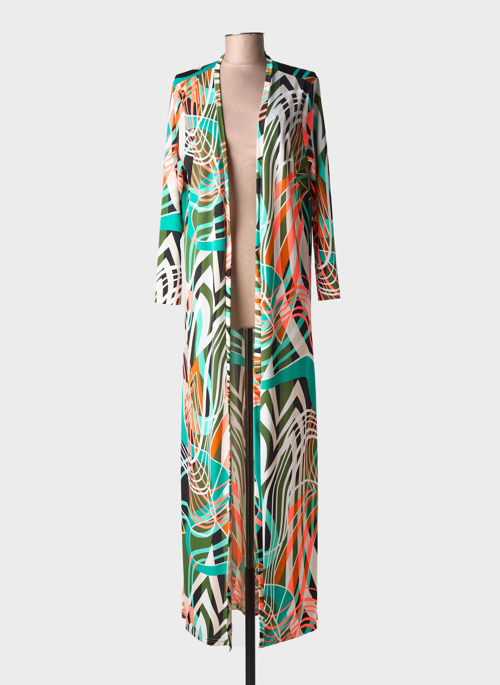 Veste kimono manches longues vert AU SOLEIL DE ST TROPEZ femme