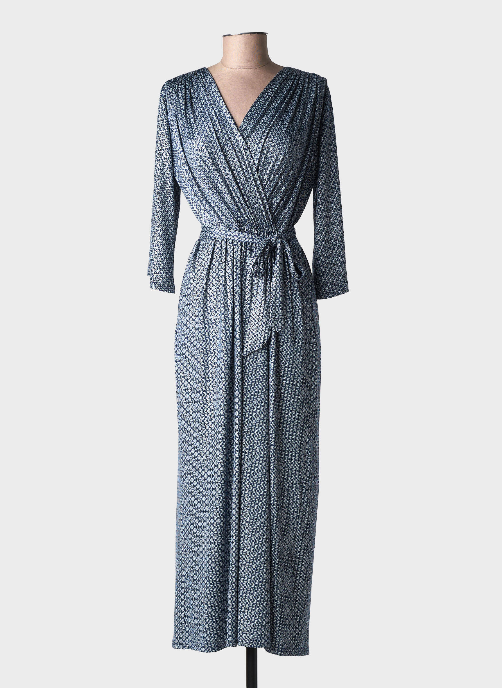 Robe longue manches longues manches longues bleu AU SOLEIL DE ST TROPEZ femme