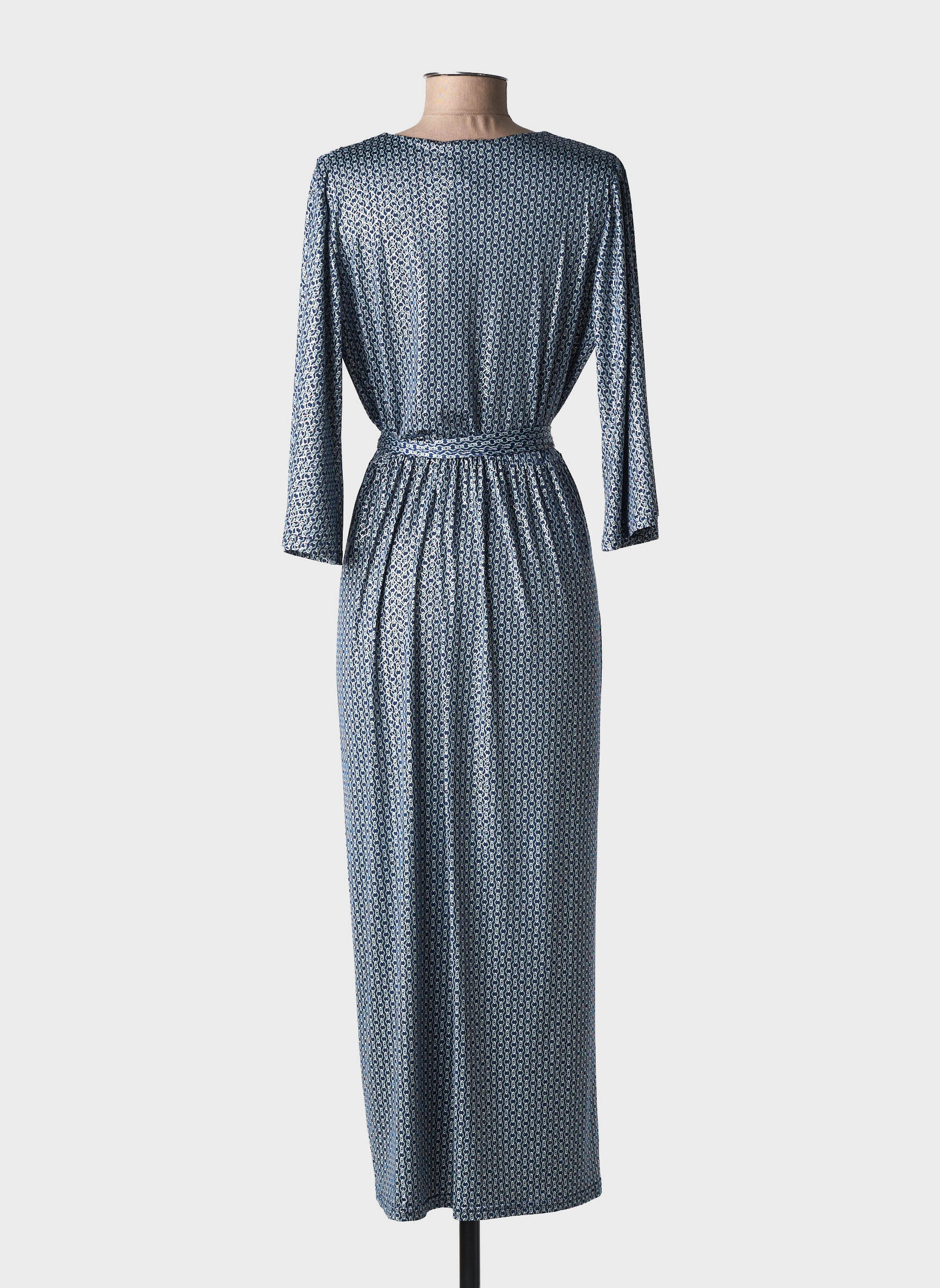 Robe longue manches longues manches longues bleu AU SOLEIL DE ST TROPEZ femme