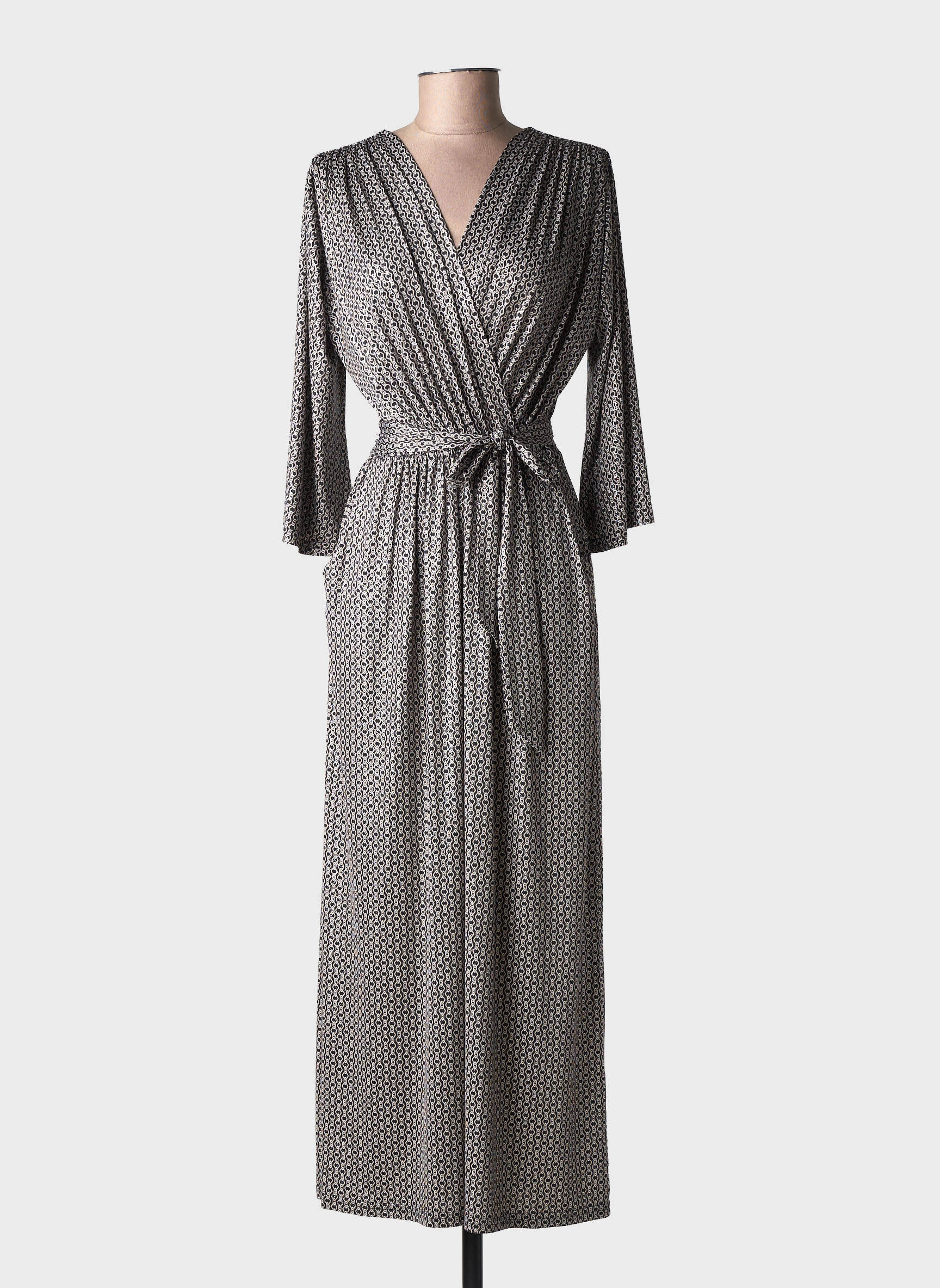 Robe longue manches longues manches longues noir AU SOLEIL DE ST TROPEZ femme