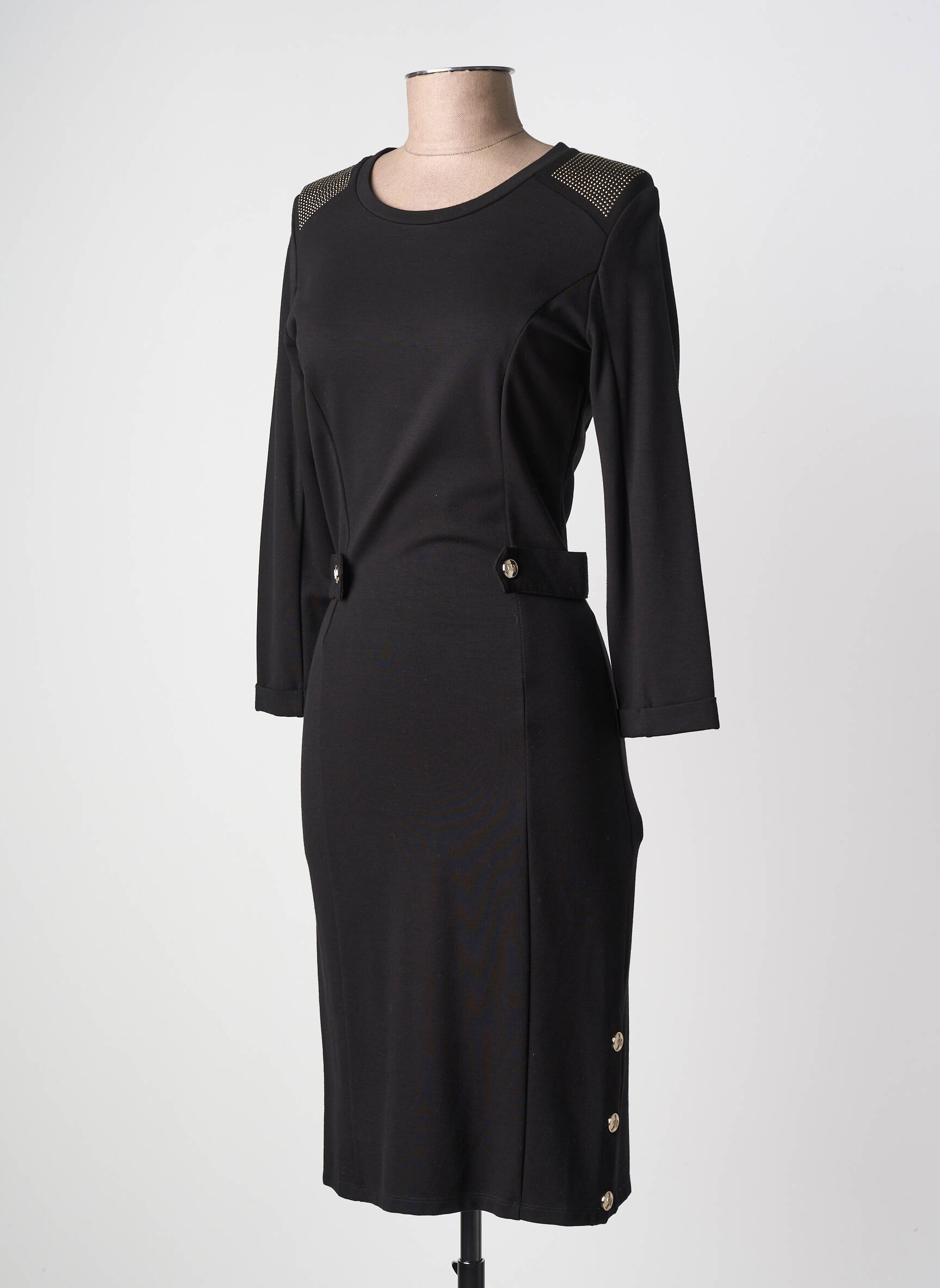 Robe mi-longue manches longues manches longues noir LIU JO femme