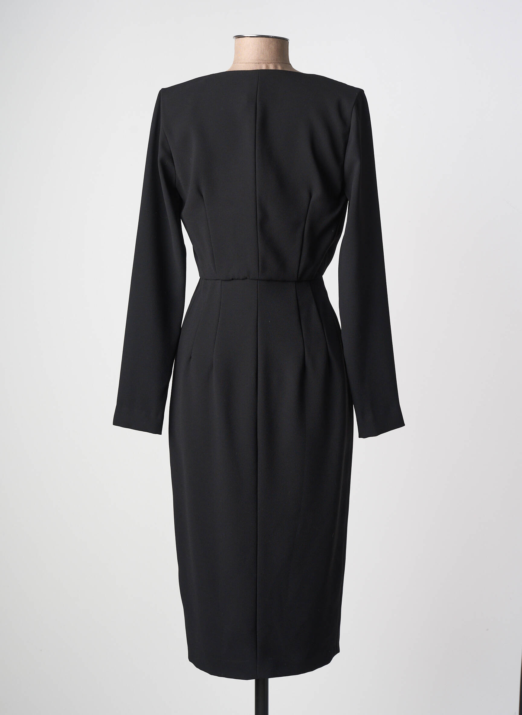 Robe mi-longue tissage crêpe manches longues noir PINKO femme