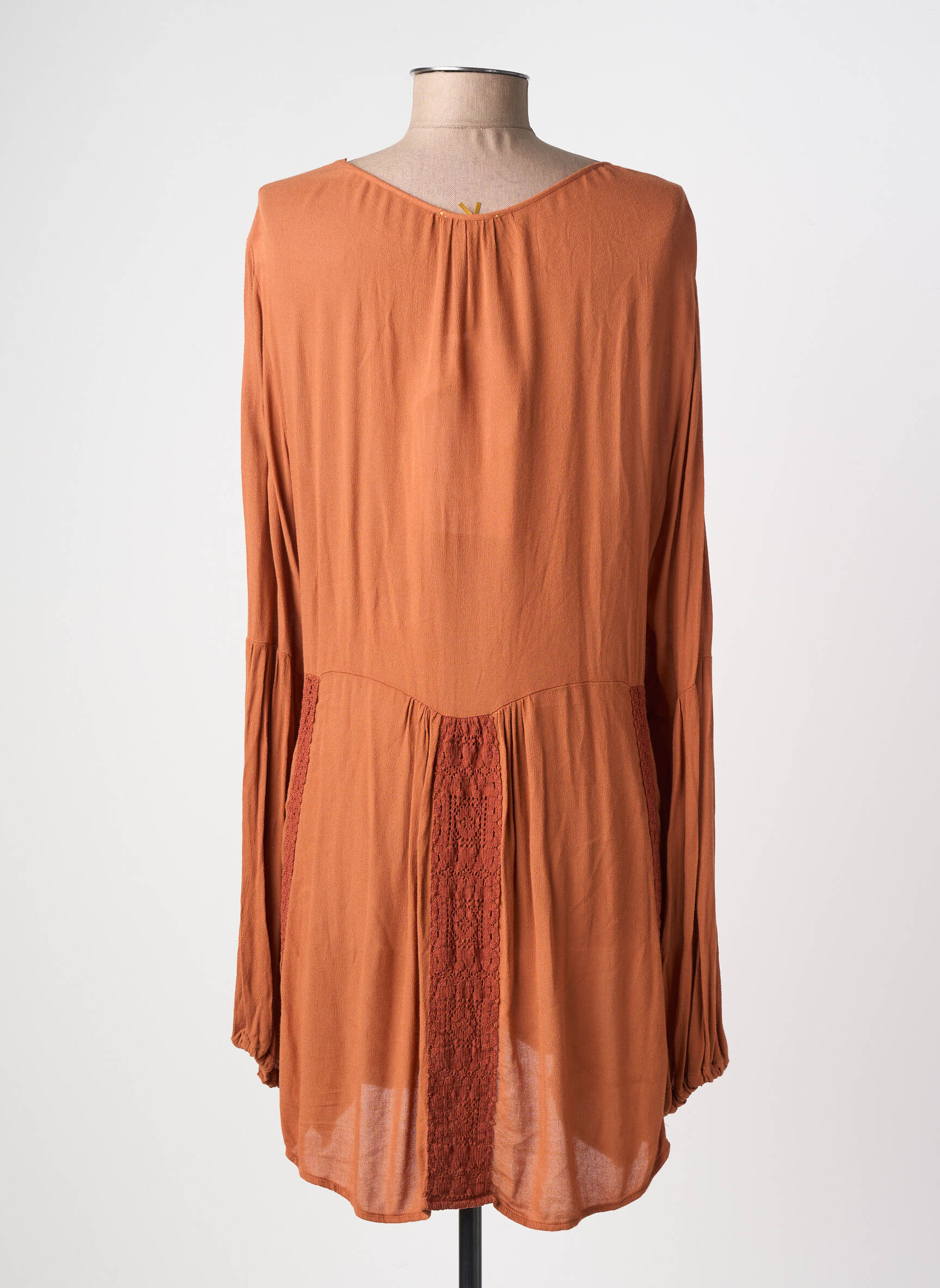 Robe courte manches longues manches longues orange NOLITA femme