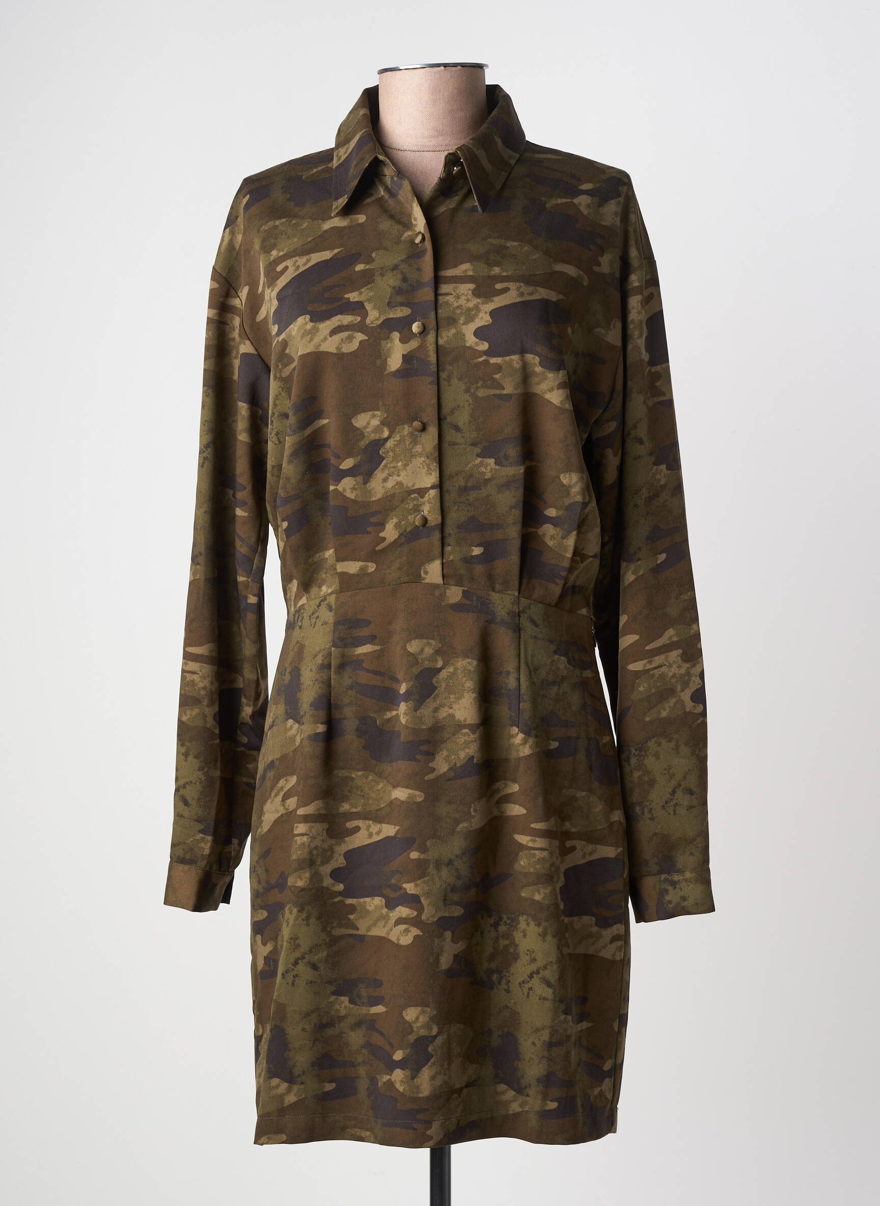 Robe courte manches longues manches longues vert GUESS femme
