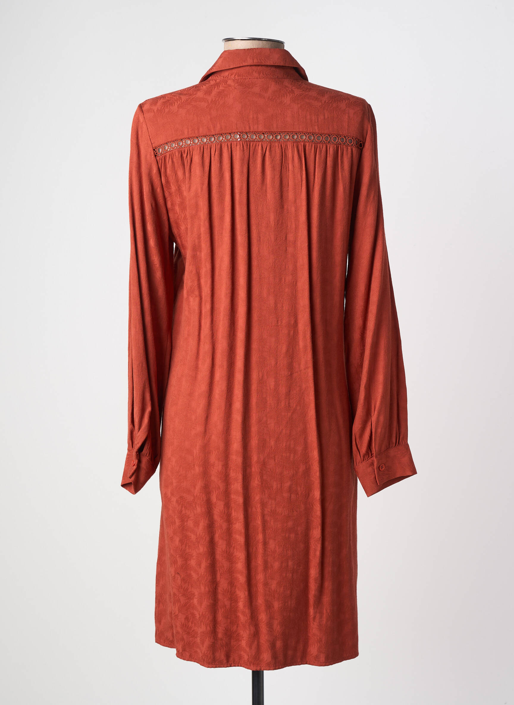 Robe mi-longue manches longues manches longues orange LA FEE MARABOUTEE femme