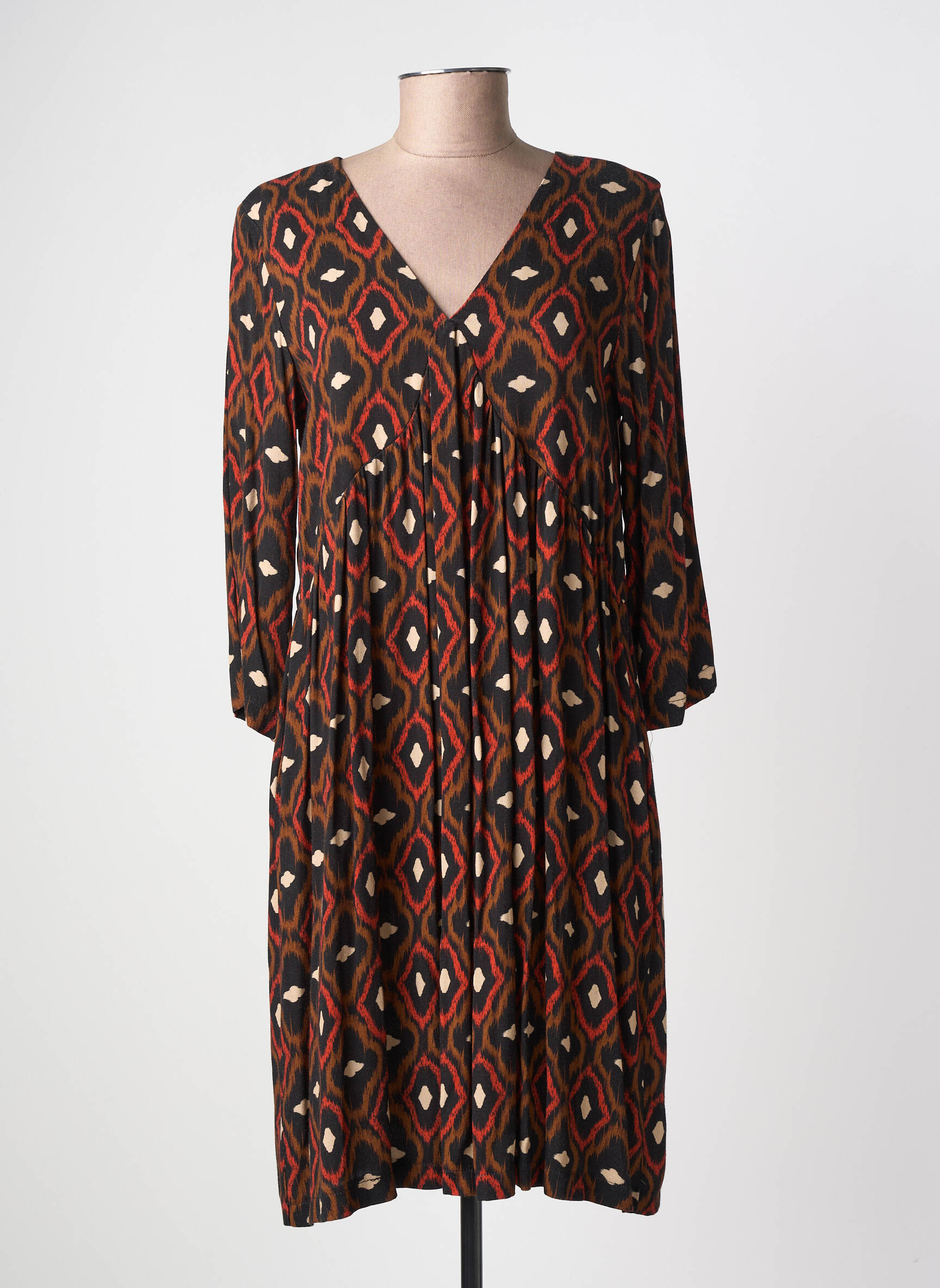 Robe mi-longue coupe fluide manches 3/4 orange LA FEE MARABOUTEE femme