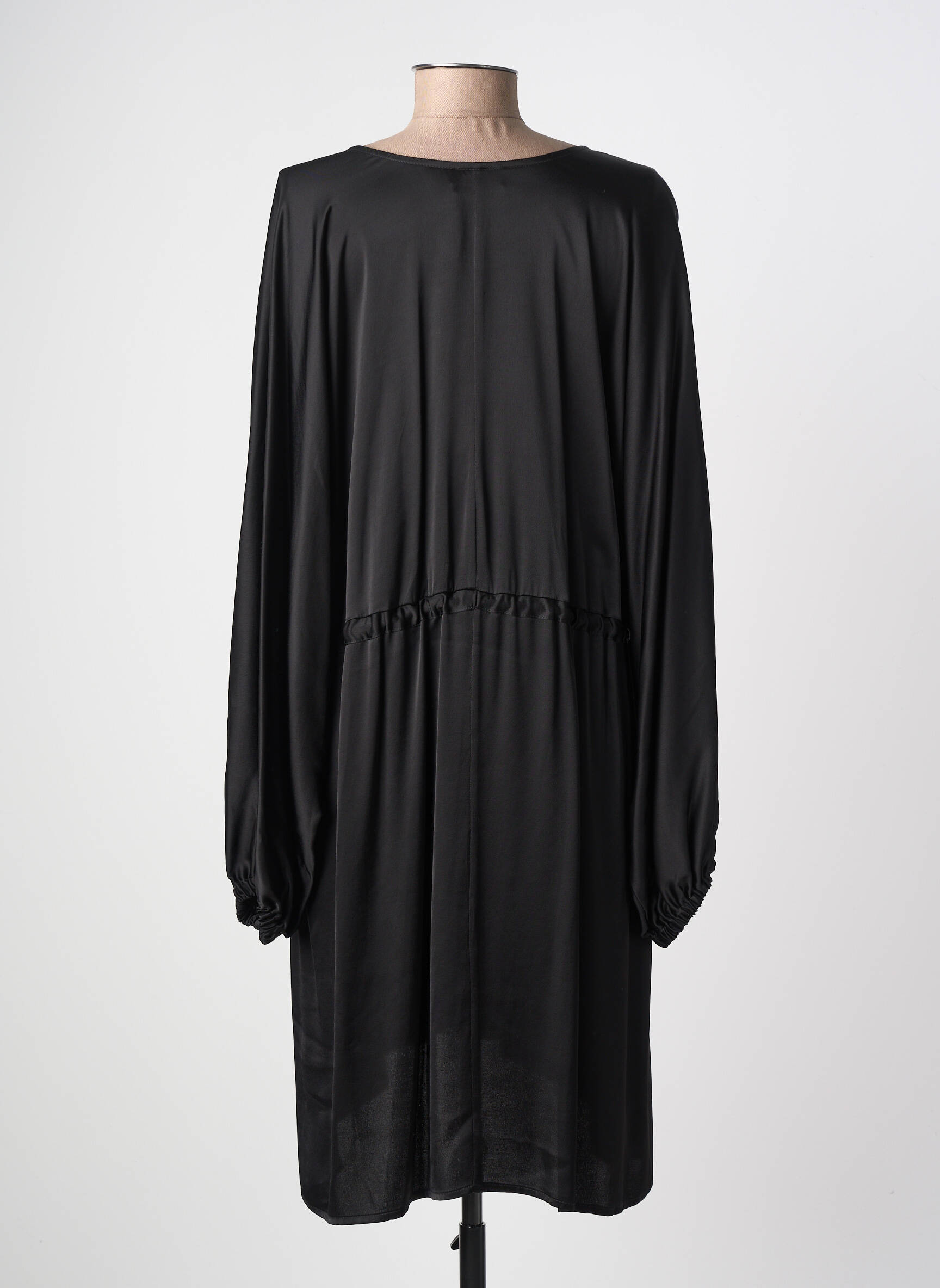 Robe mi-longue coupe fluide manches longues noir OTTOD'AME femme