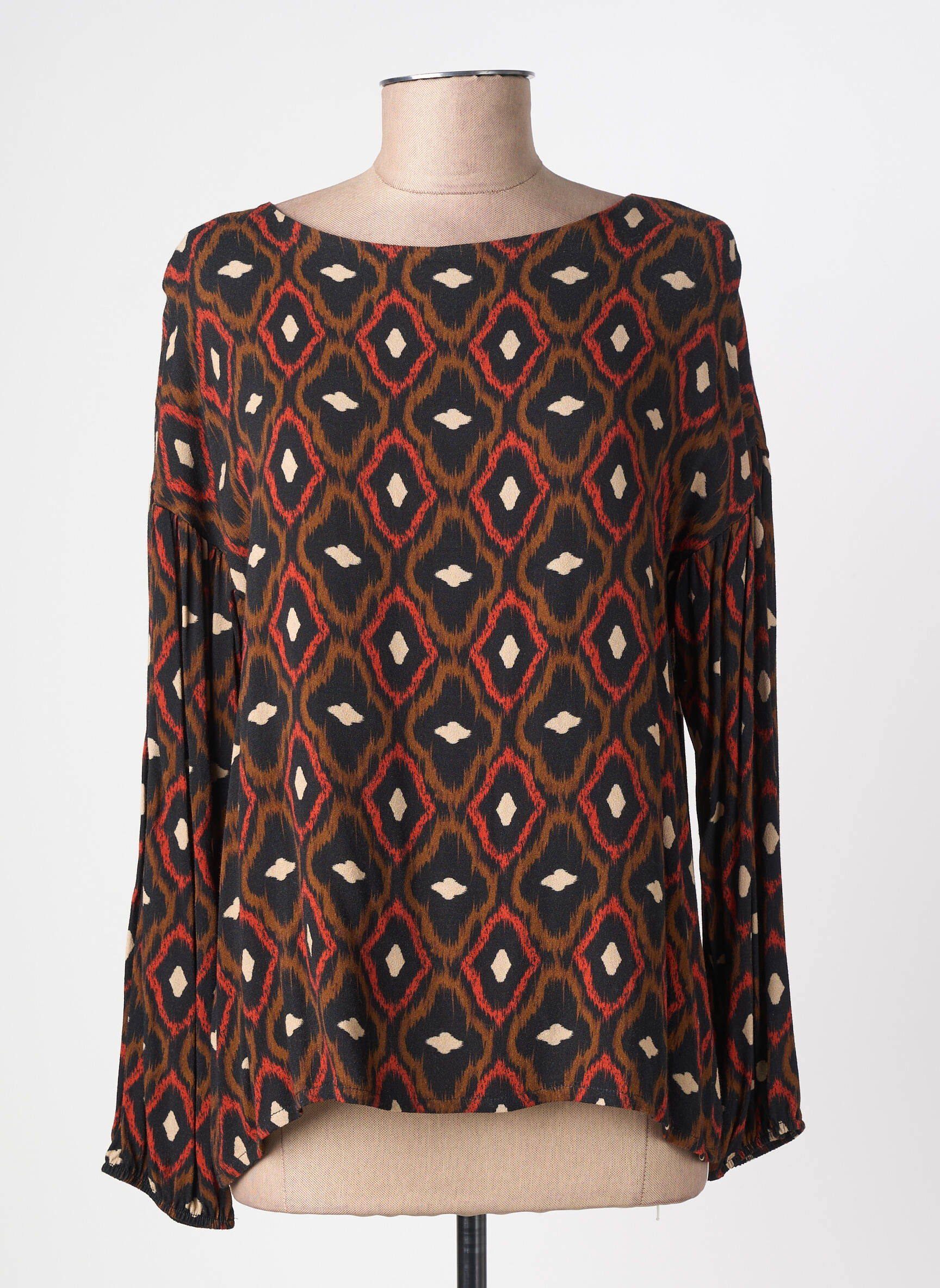 Blouse imprimé fantaisie manches longues orange LA FÉE ATELIER BY LA FÉE MARABOUTÉE femme