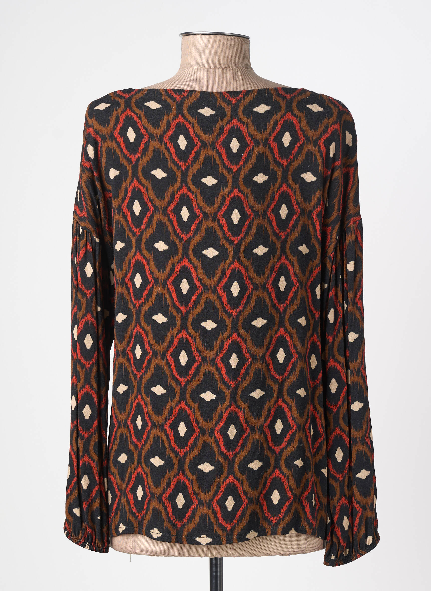 Blouse imprimé fantaisie manches longues orange LA FÉE ATELIER BY LA FÉE MARABOUTÉE femme