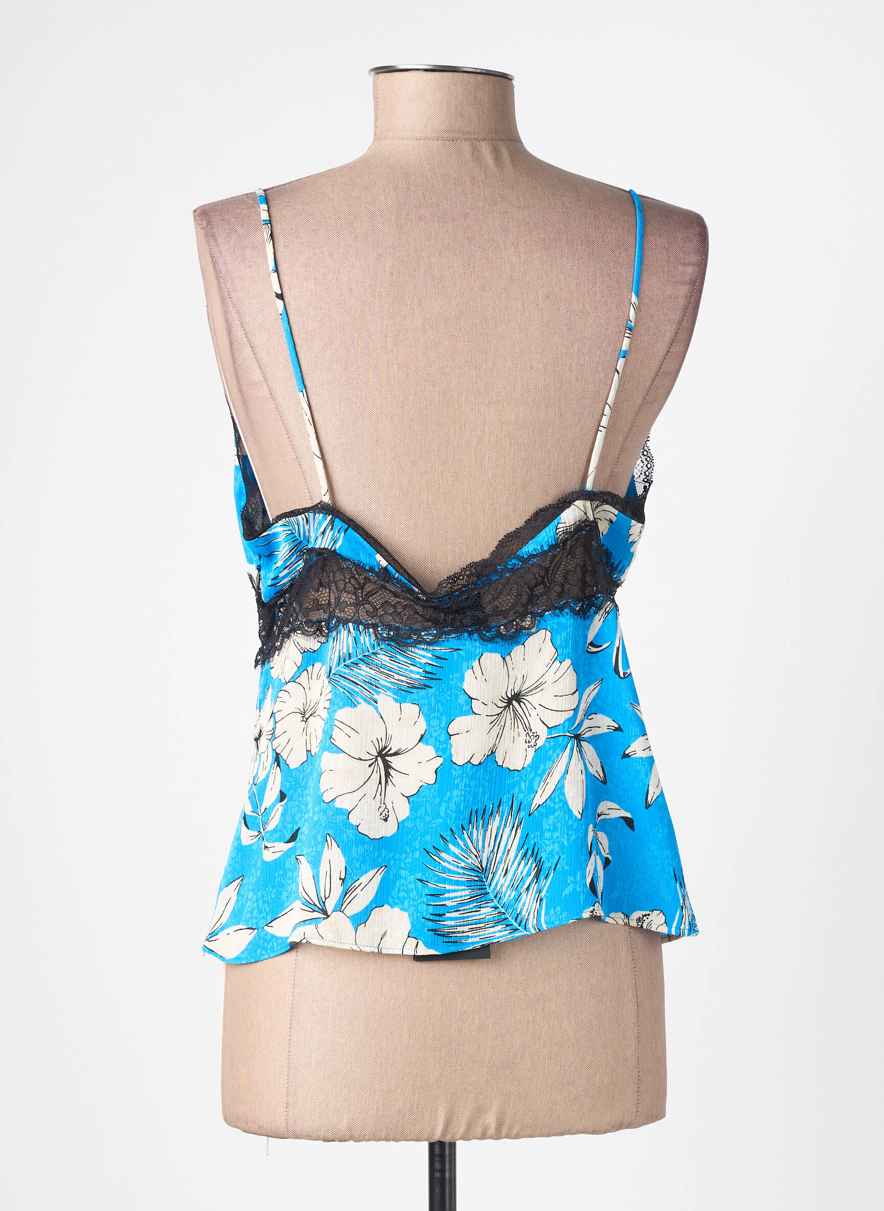 Top tissage crêpe fines bretelles bleu PINKO femme