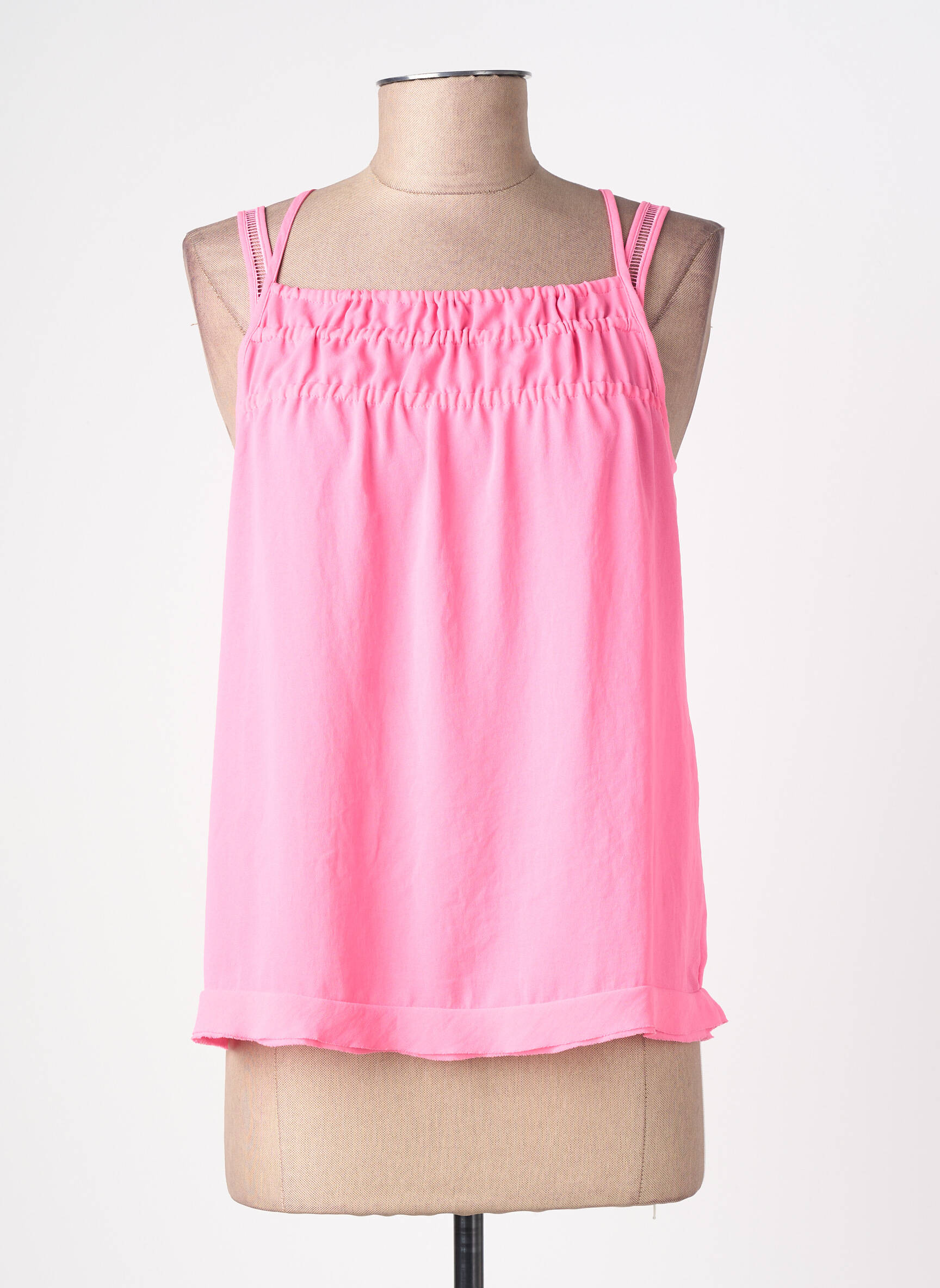 Top tissage crêpe fines bretelles rose MARC CAIN femme