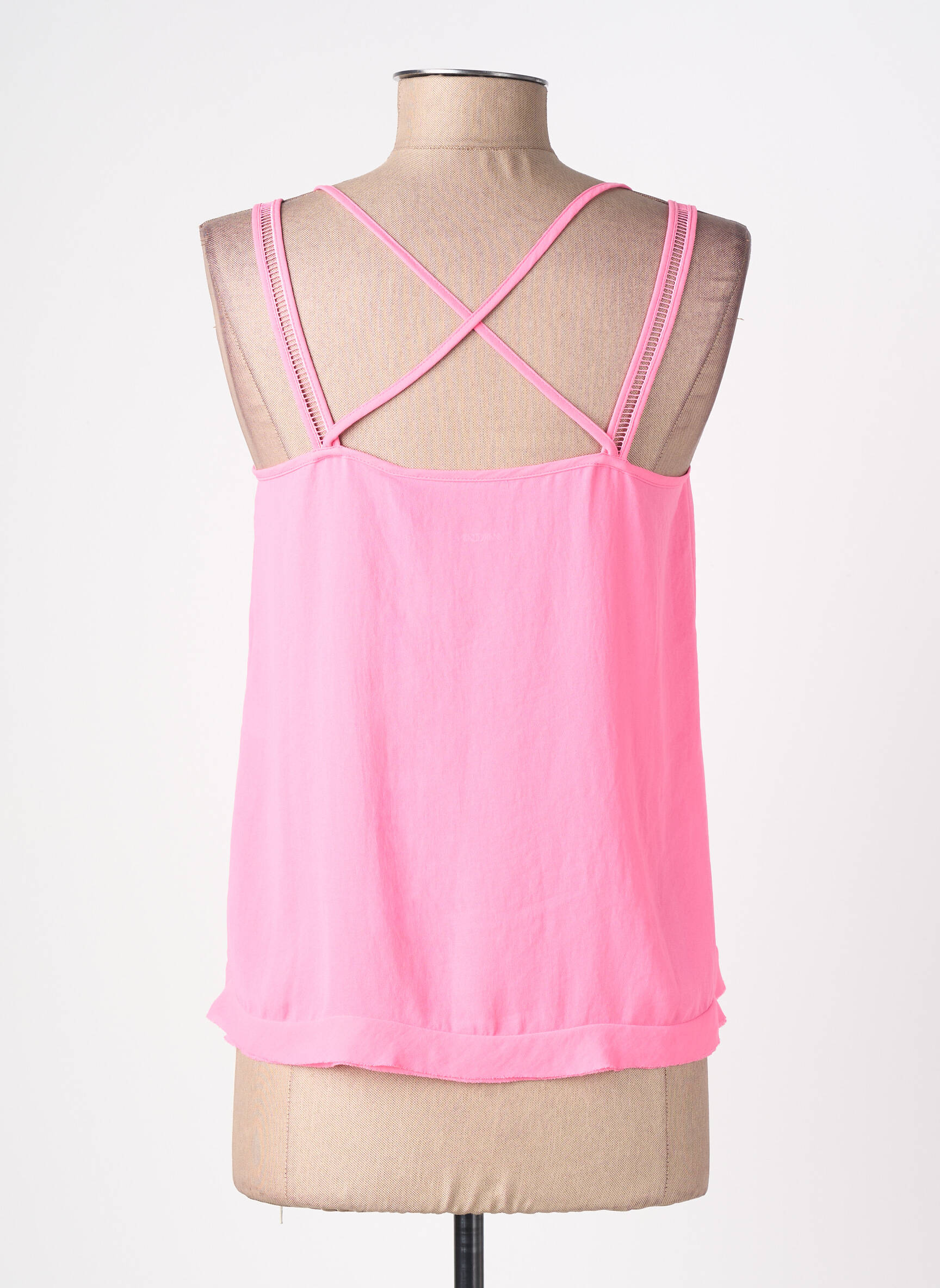 Top tissage crêpe fines bretelles rose MARC CAIN femme