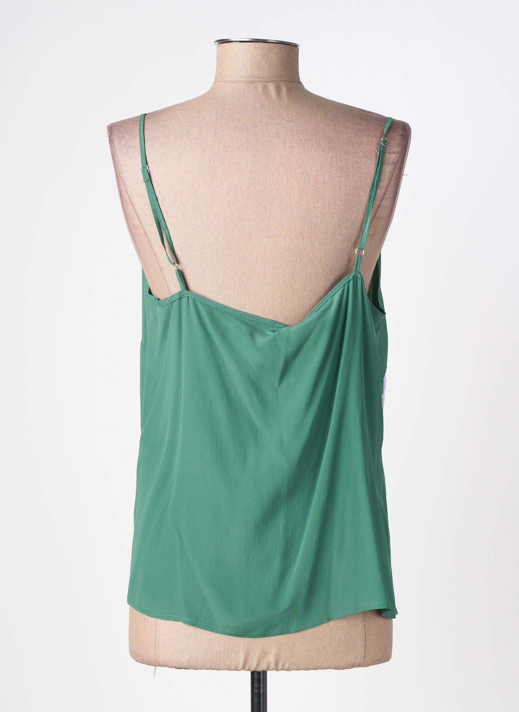 Top tissage crêpe fines bretelles vert OTTOD'AME femme