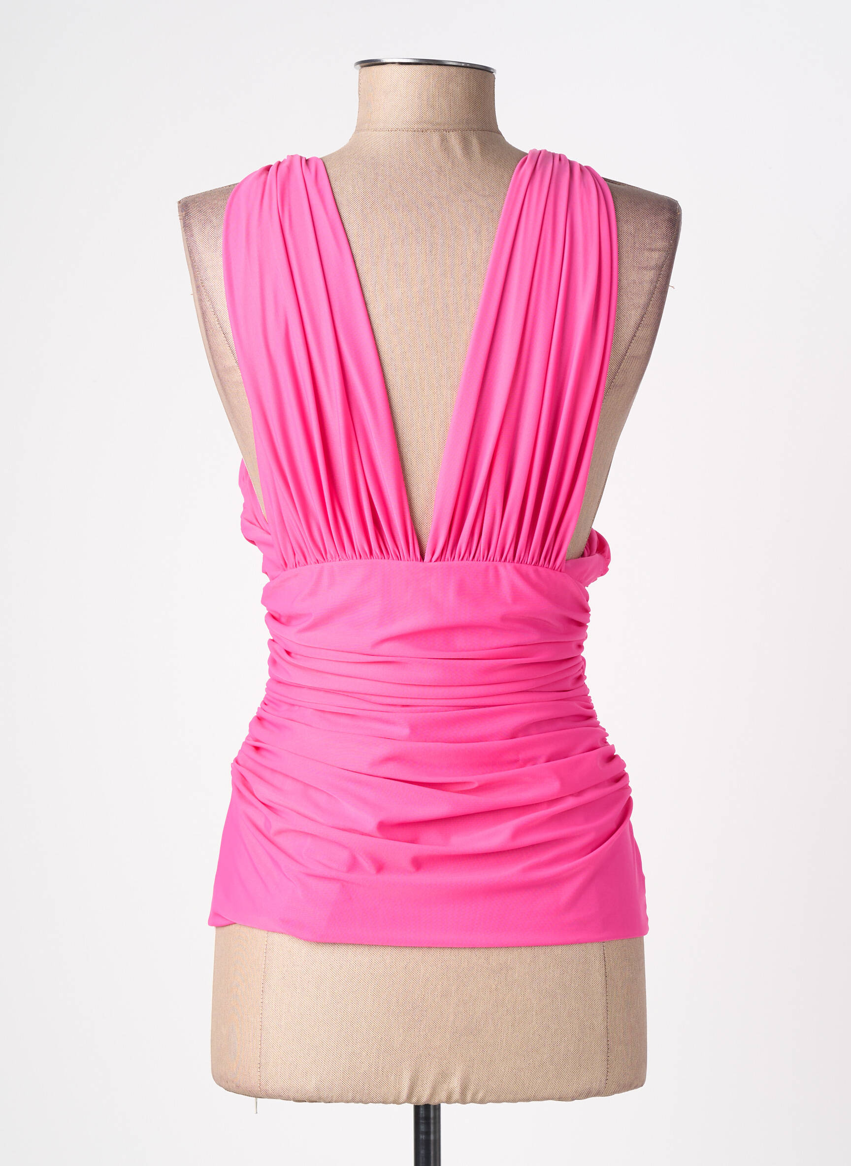 Top tissage crêpe sans manche rose PINKO femme
