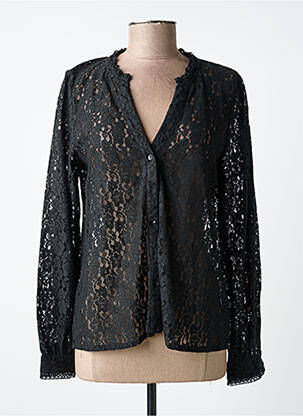 Chemisier coupe cintrée manches longues noir KILKY femme