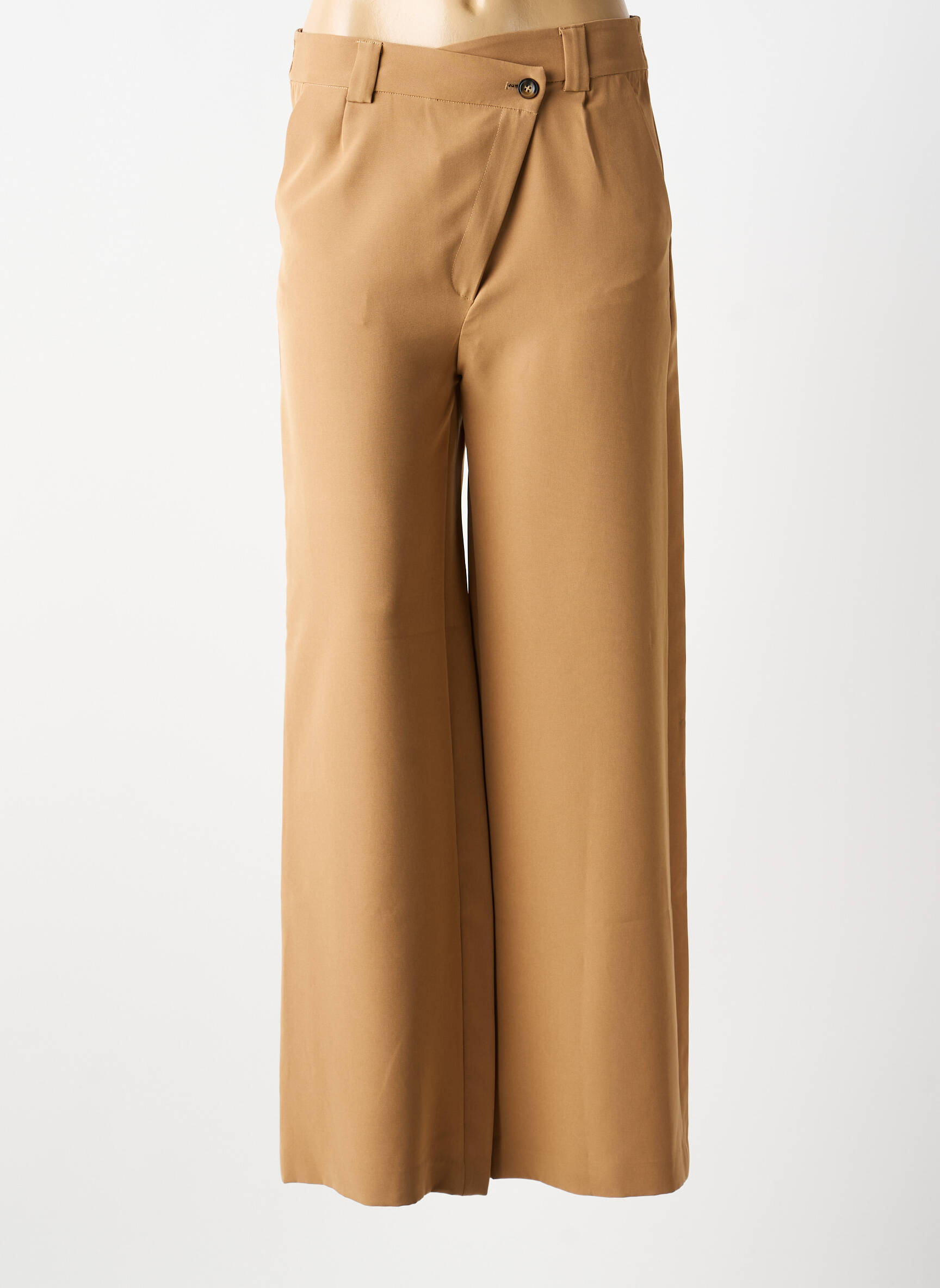 Pantalon large fermeture zippée sous rabat boutonné taille normale beige CHARLIE JOE femme