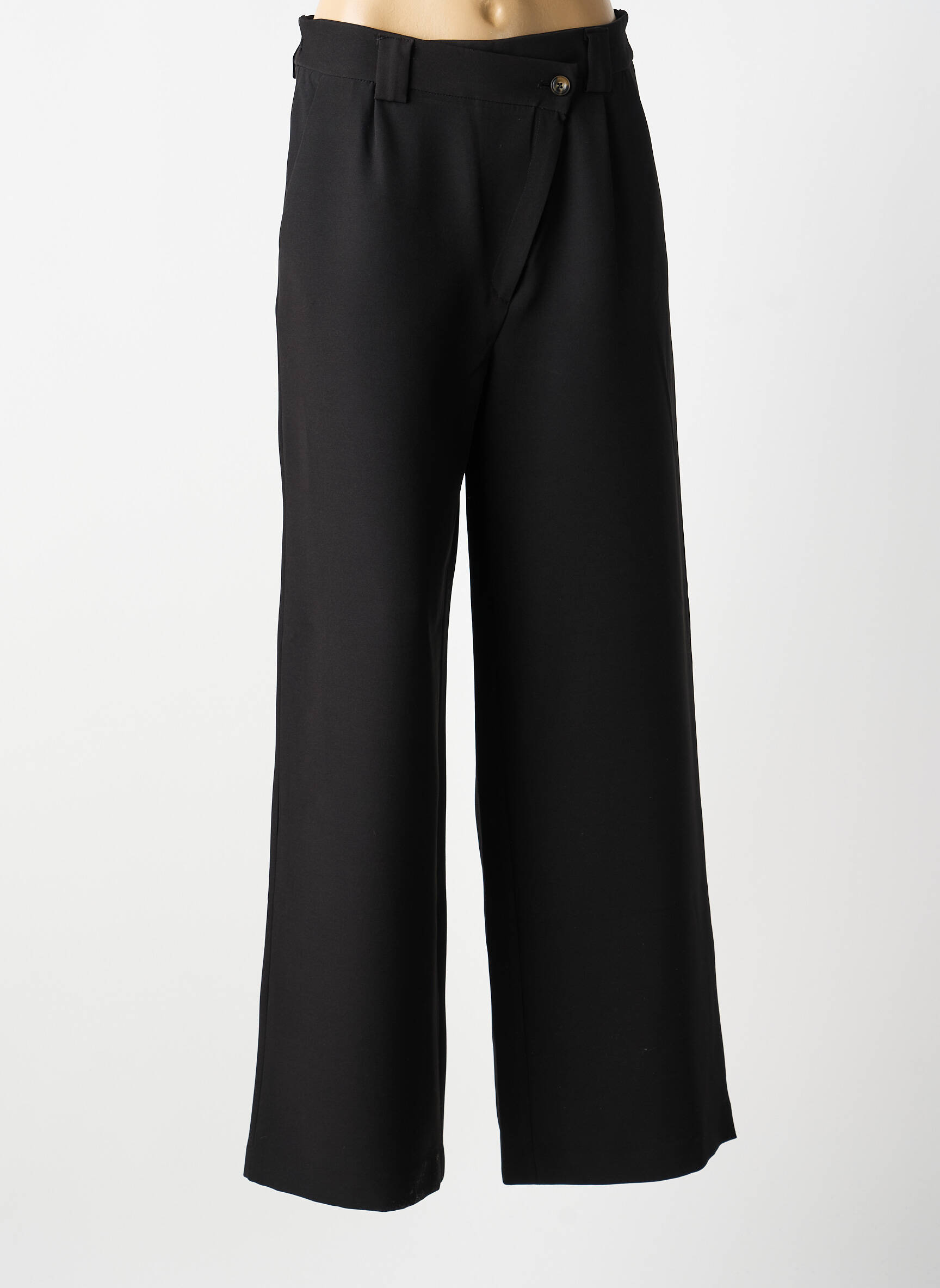 Pantalon large fermeture zippée sous rabat boutonné taille normale noir CHARLIE JOE femme