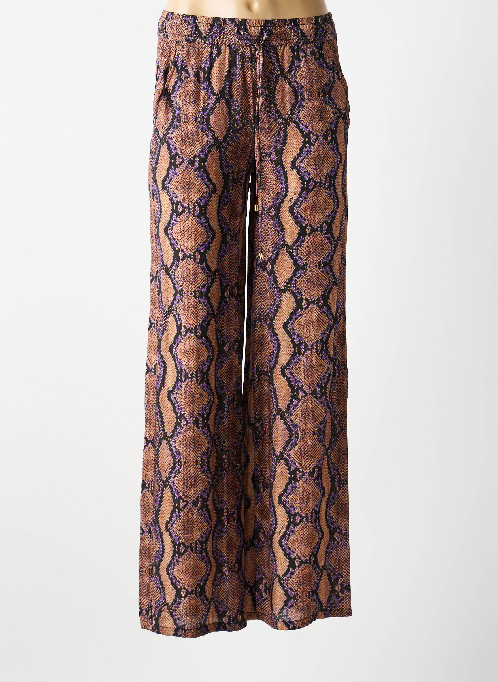 Pantalon large coupe fluide taille normale marron PINKO femme