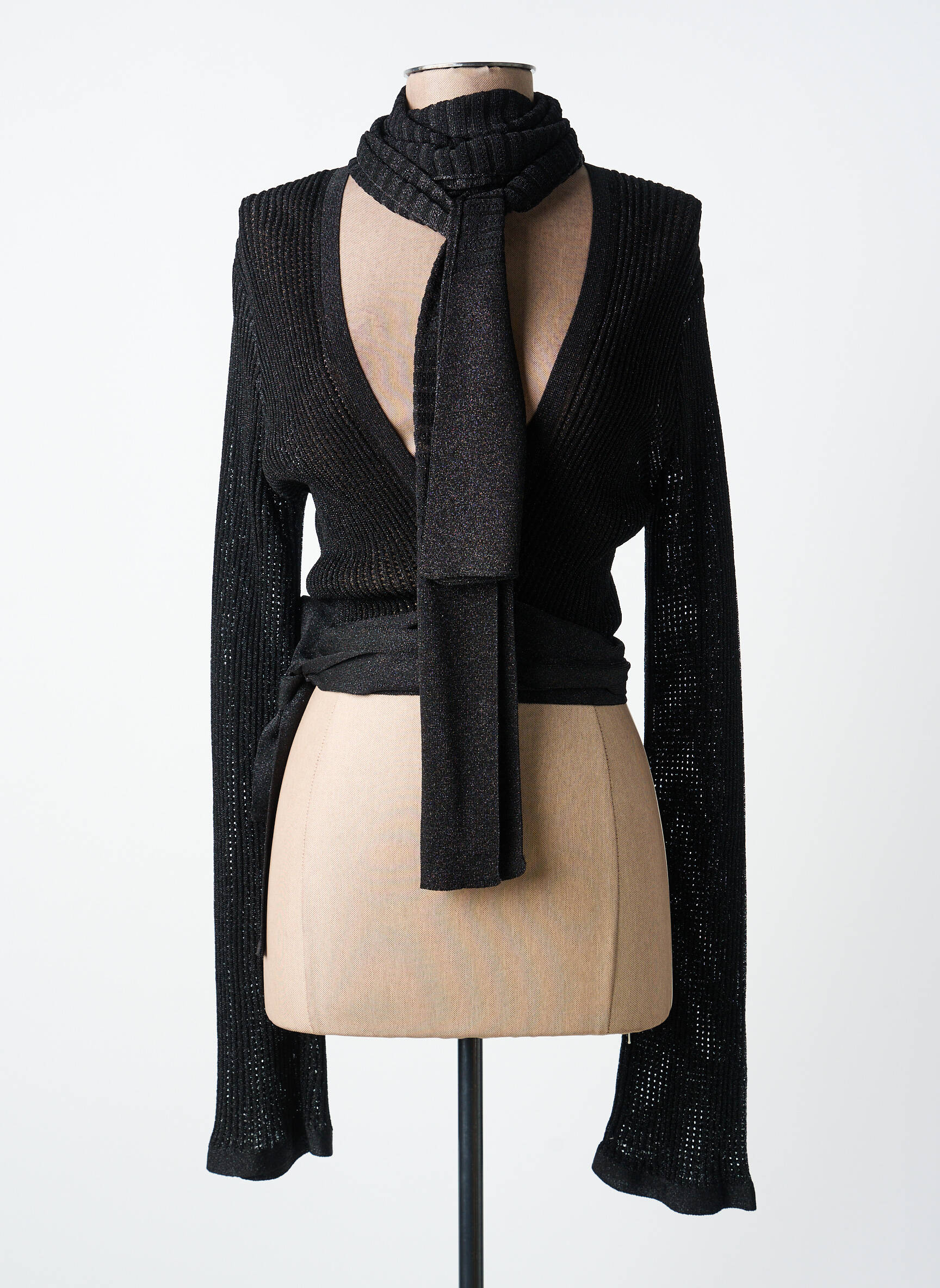Gilet cache-cœur stretch noir MISSONI femme