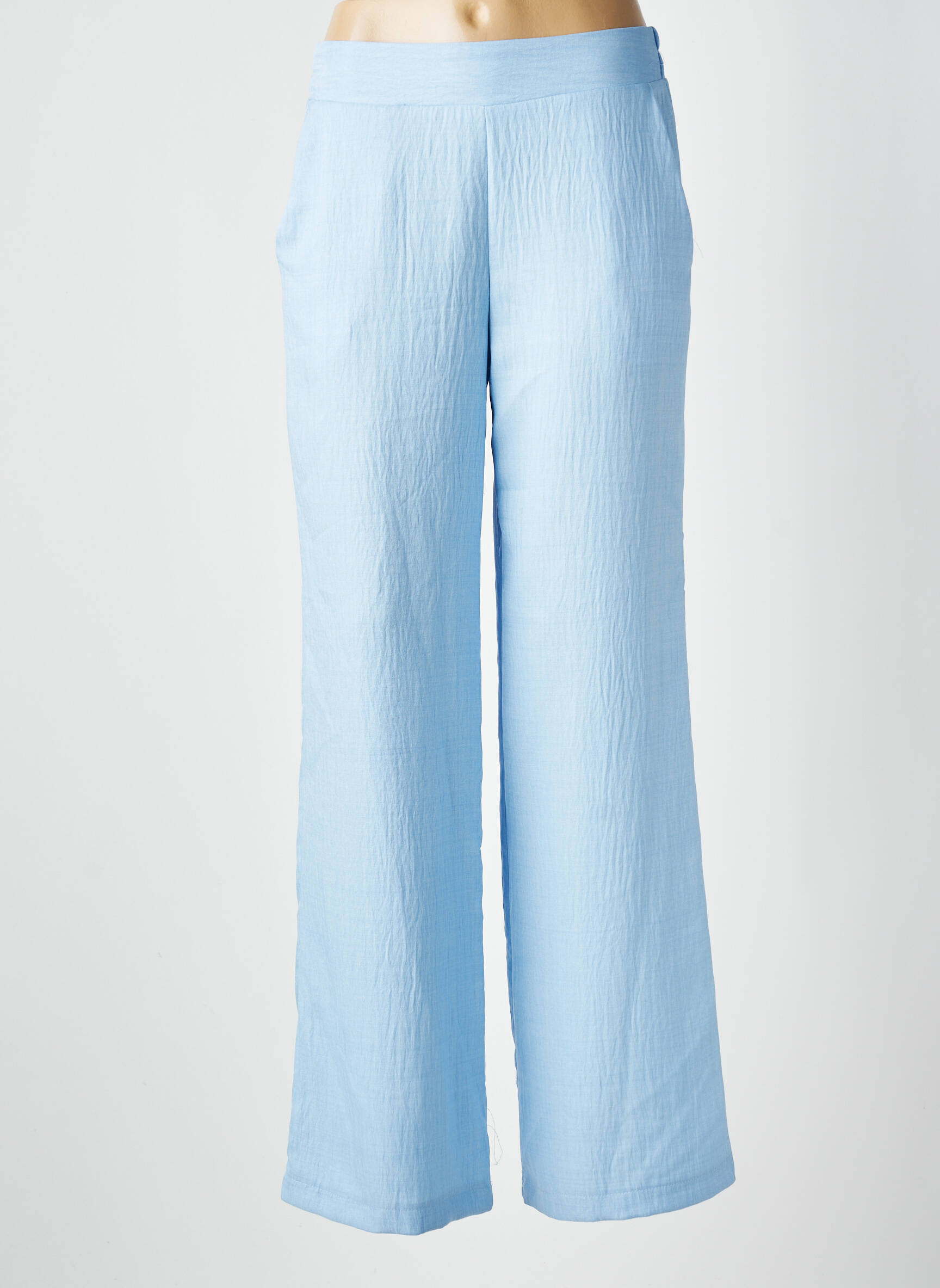 Pantalon droit tissage popeline taille normale bleu SCARLET ROOS femme