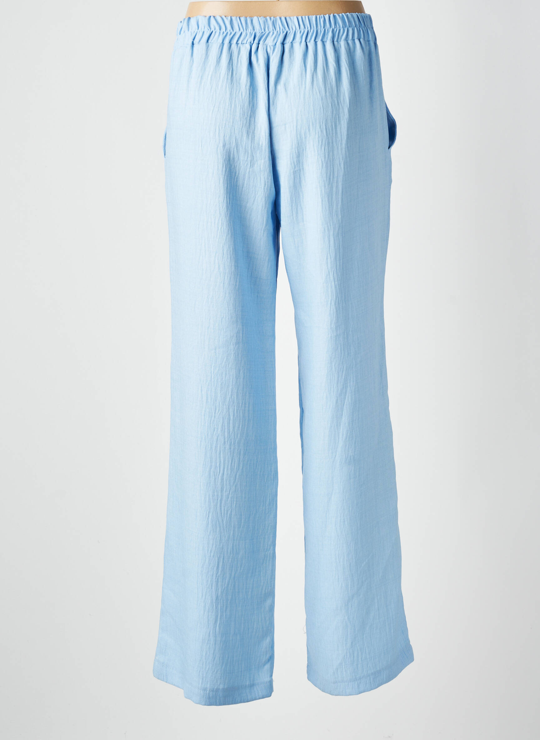 Pantalon droit tissage popeline taille normale bleu SCARLET ROOS femme