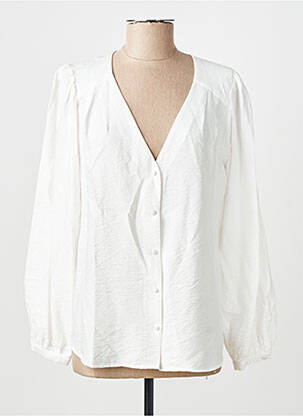 Chemisier tissage crêpe manches longues blanc MAMOUCHKA femme
